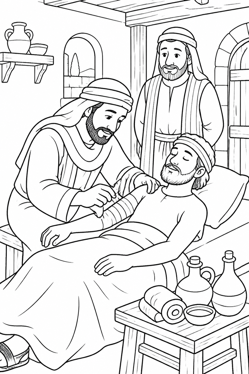 Care at the Inn from The Good Samaritan Bible coloring page