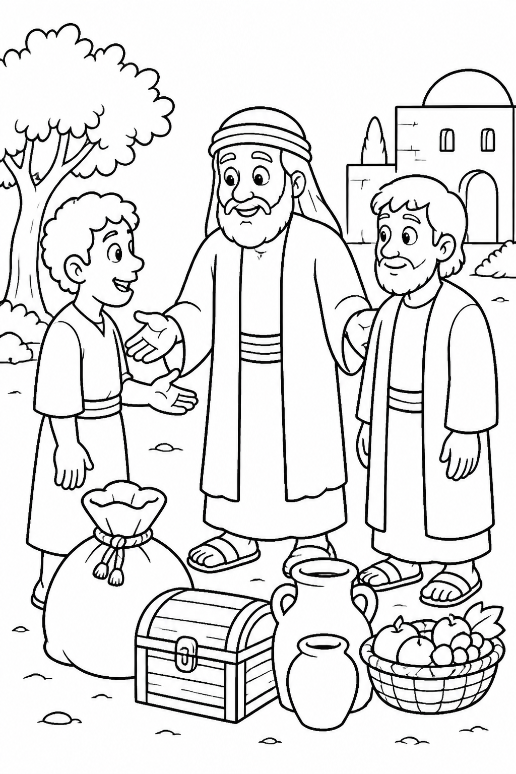 The Father Divides the Property from The Parable of the Prodigal Son Bible coloring page