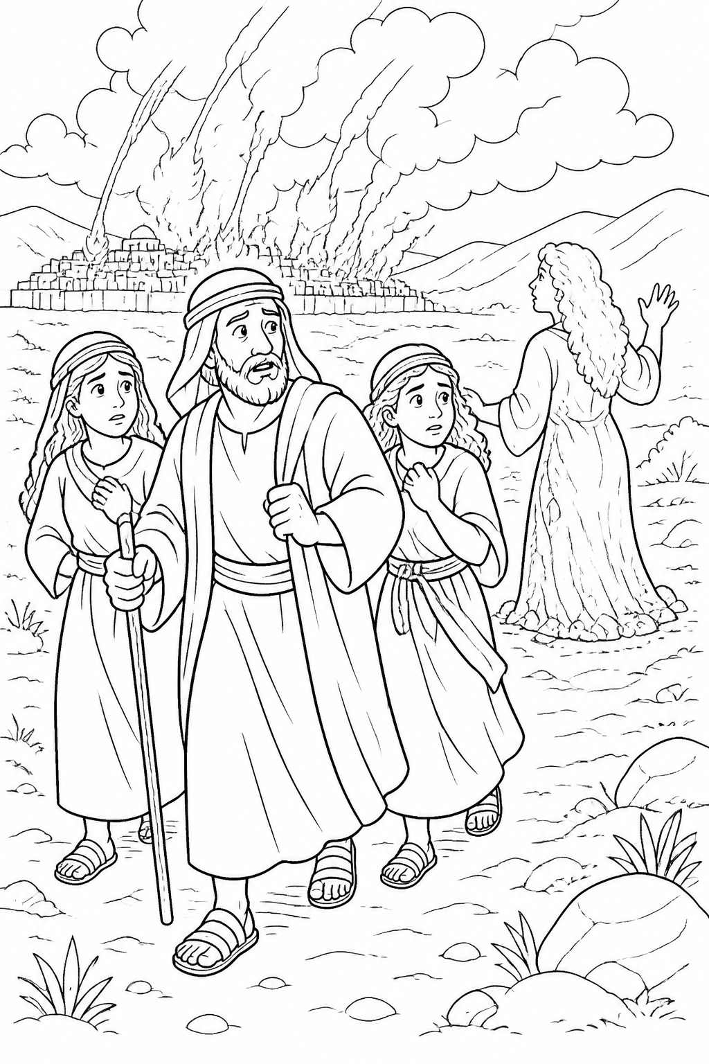 Lot Reaches Zoar from Lot Is Rescued Bible coloring page