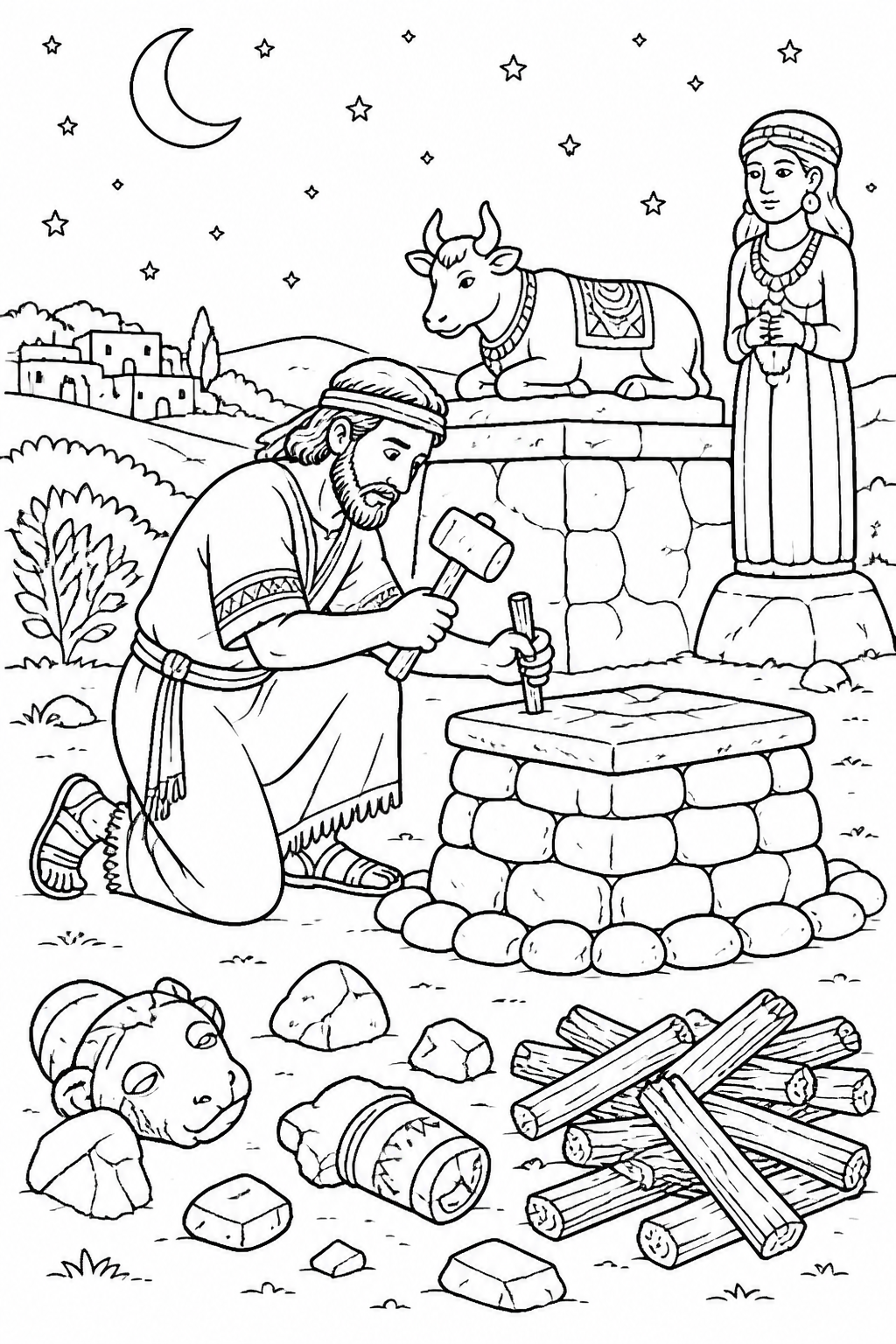 Gideon Obeys at Night from Gideon’s Three Hundred Bible coloring page