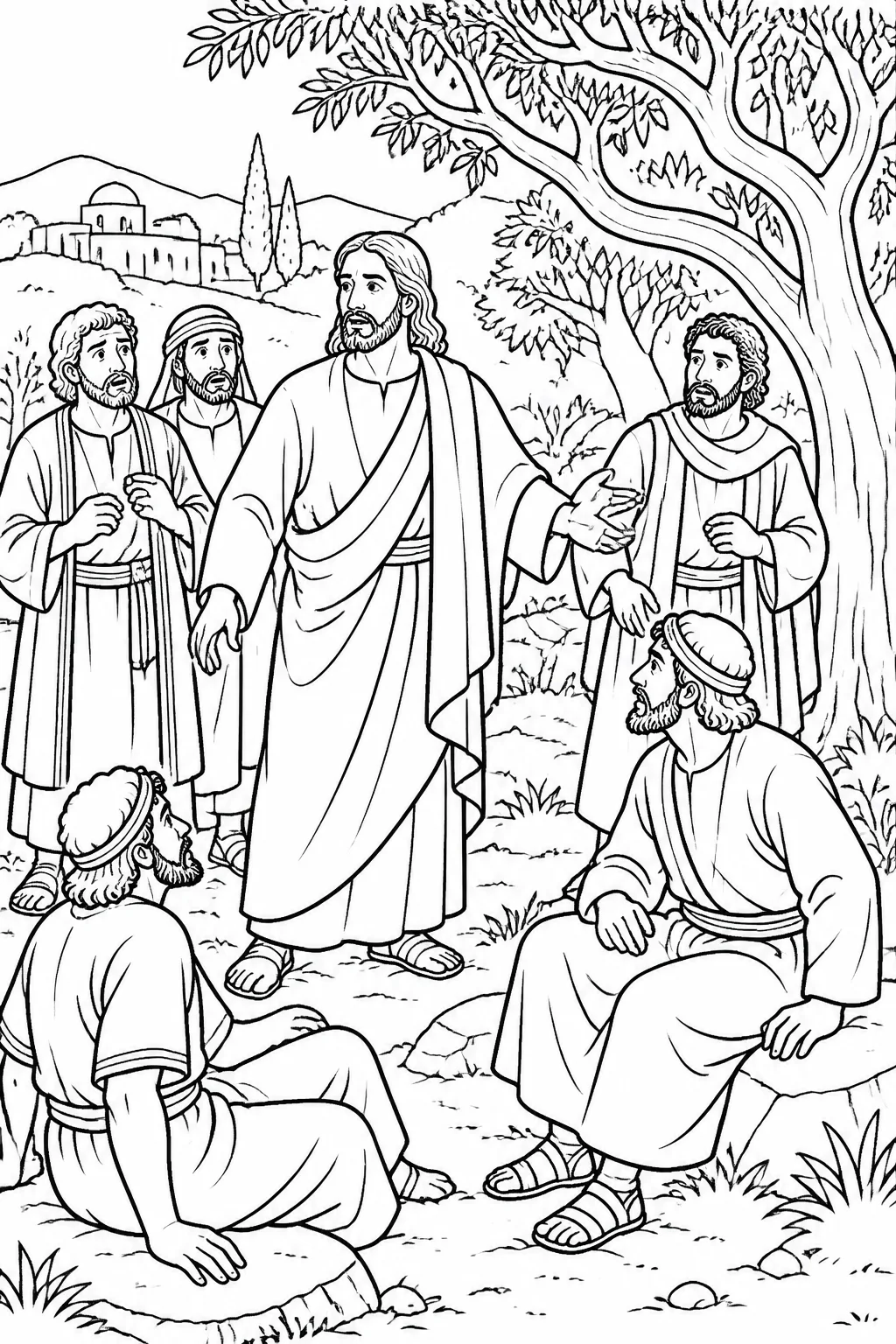 Jesus stands with the disciples in Gethsemane and tells them to rise and go because the hour is near.