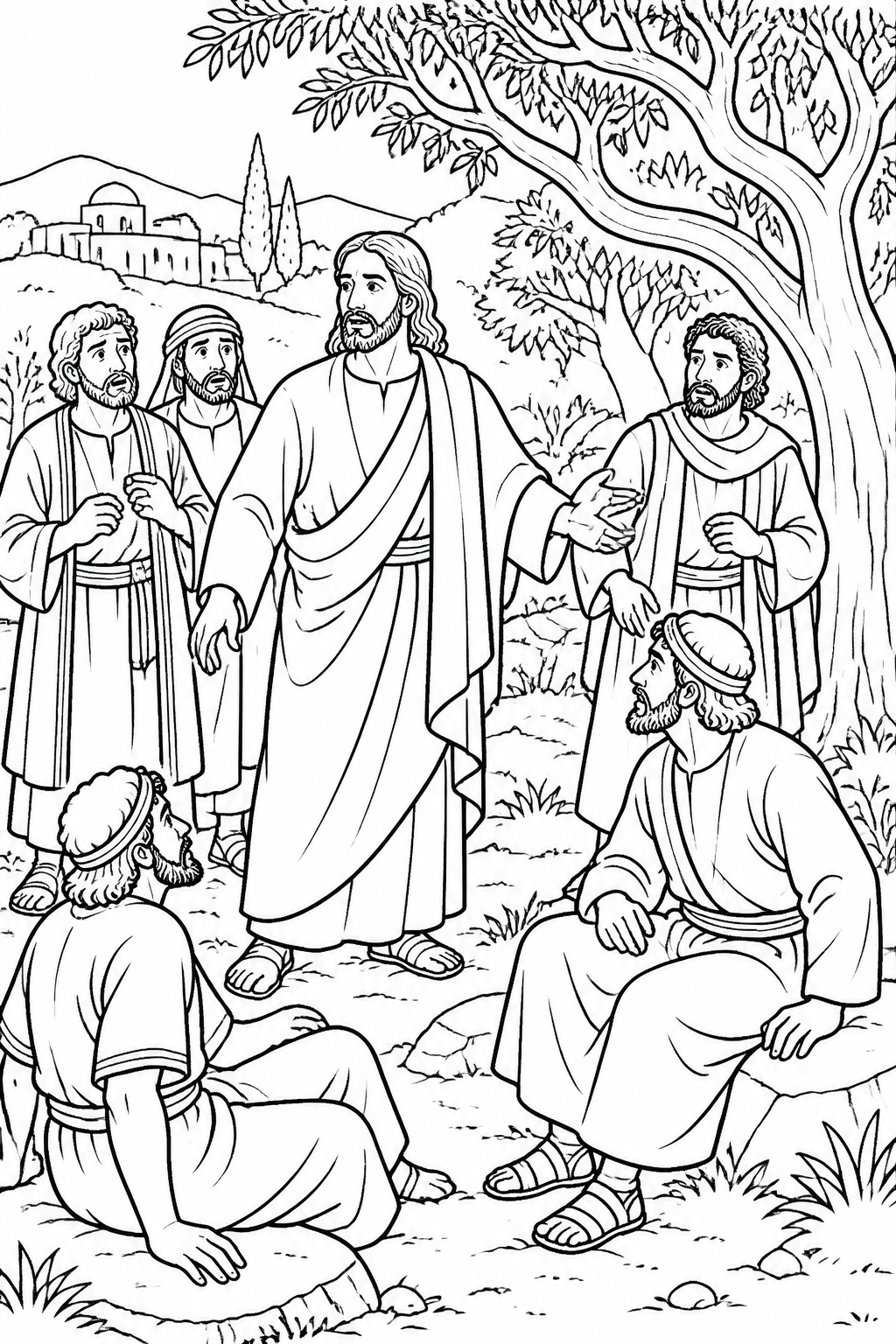 The Hour Is Near from Jesus Prays in Gethsemane Bible coloring page