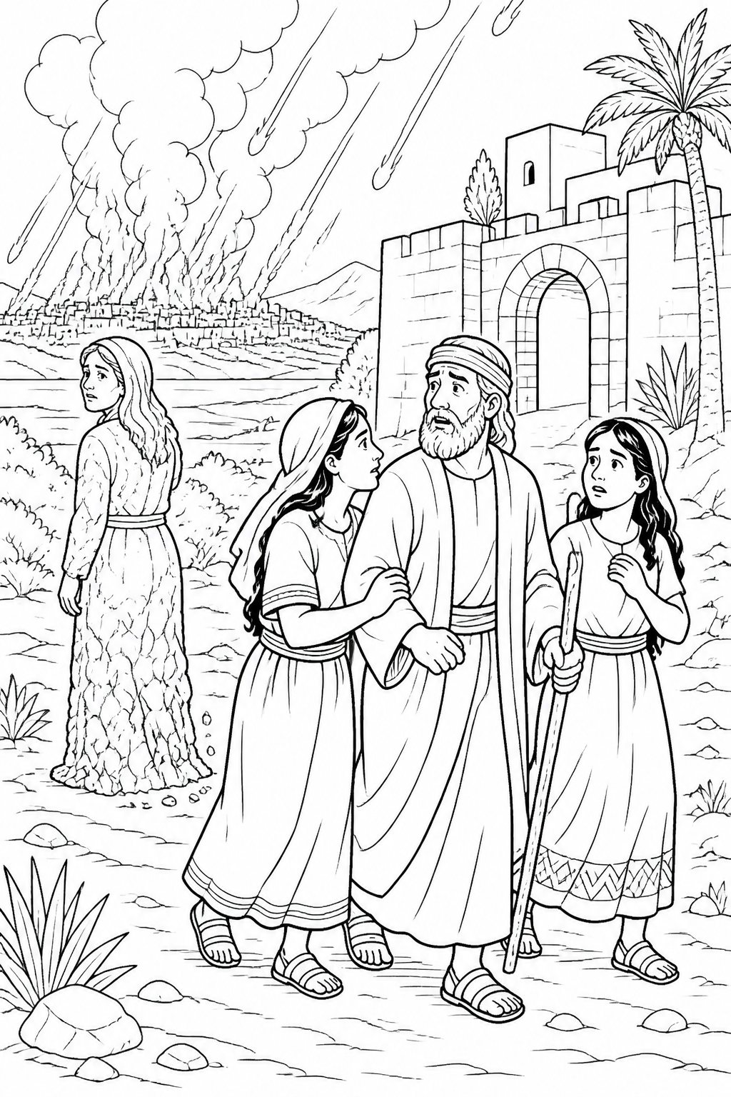 Lot Reaches Zoar from Lot Is Rescued Bible coloring page