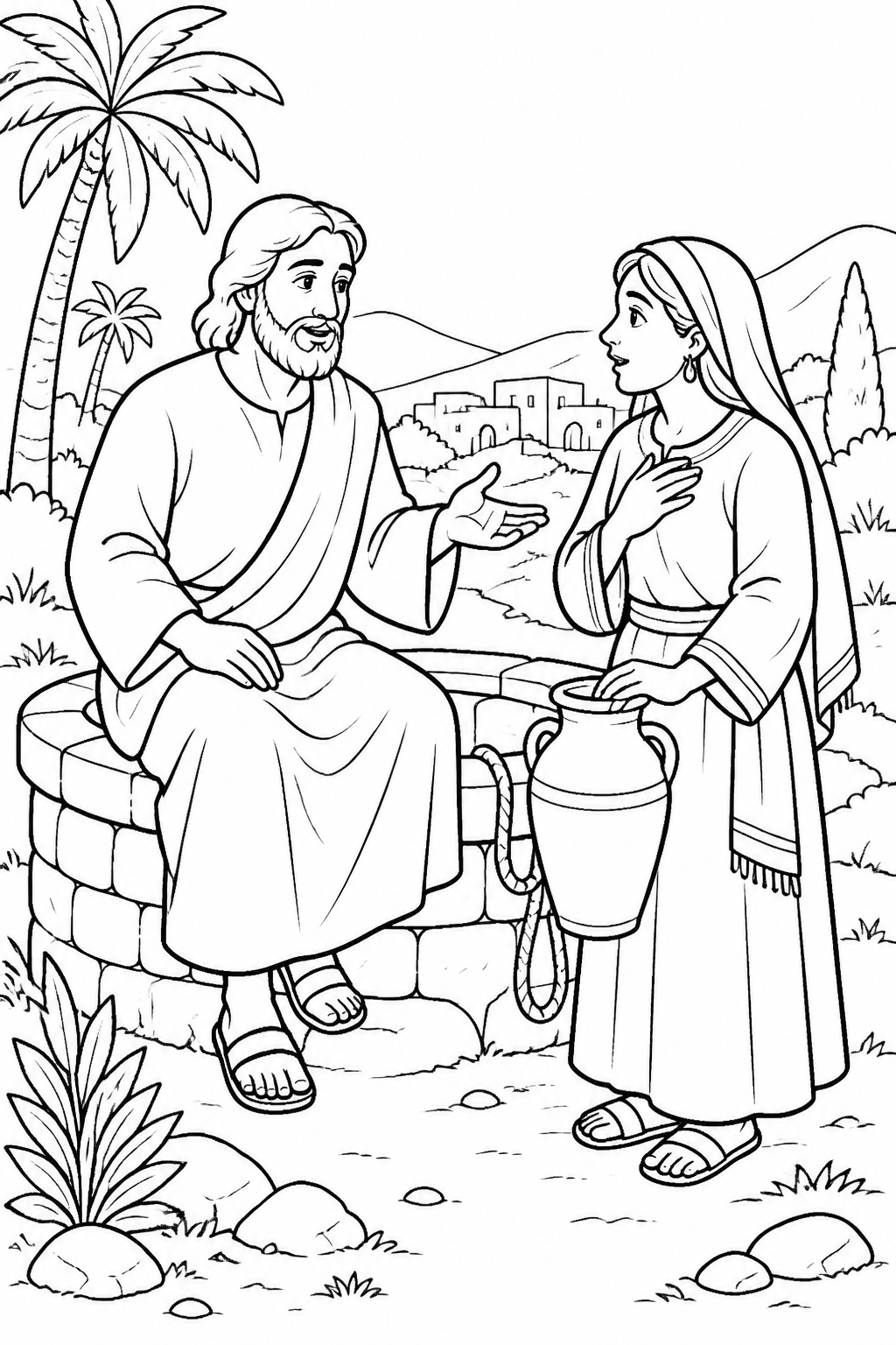 Jesus Knows the Truth from Jesus and the Samaritan Woman Bible coloring page