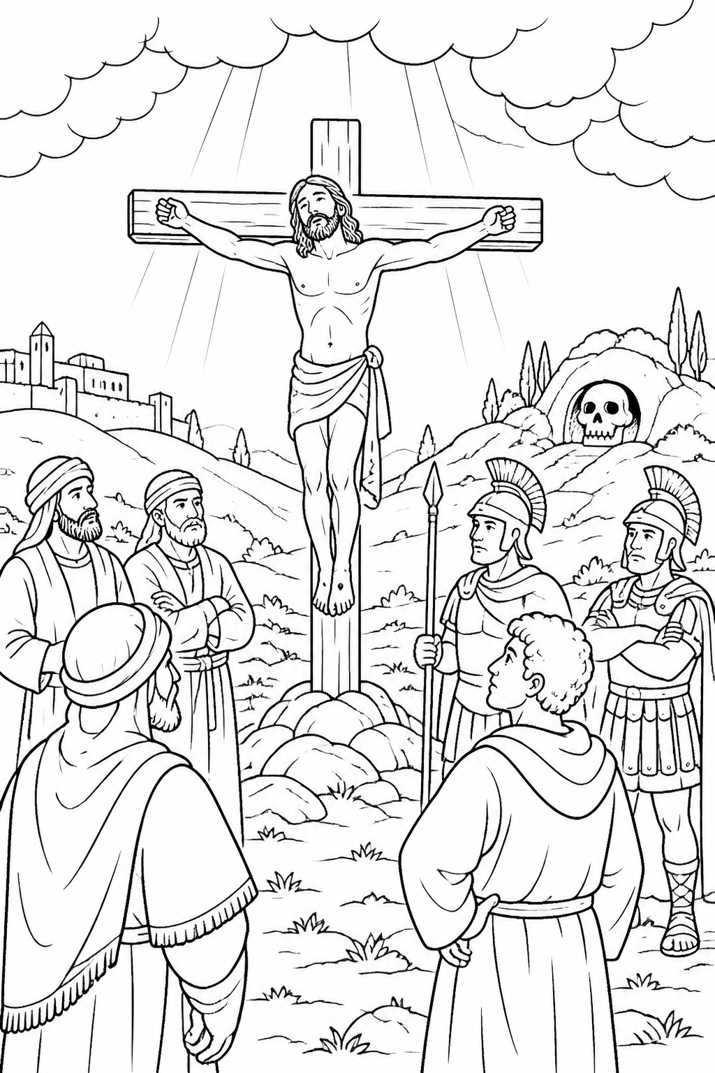 Jesus Prays for Forgiveness from The Crucifixion of Jesus Bible coloring page
