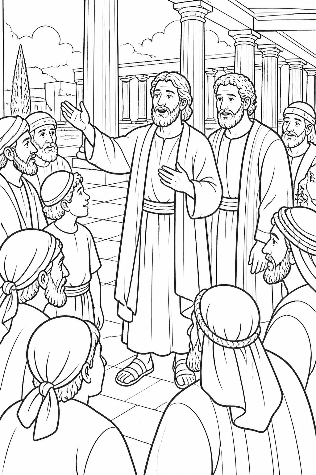 Not Our Own Power from Peter Heals a Man at the Temple Bible coloring page
