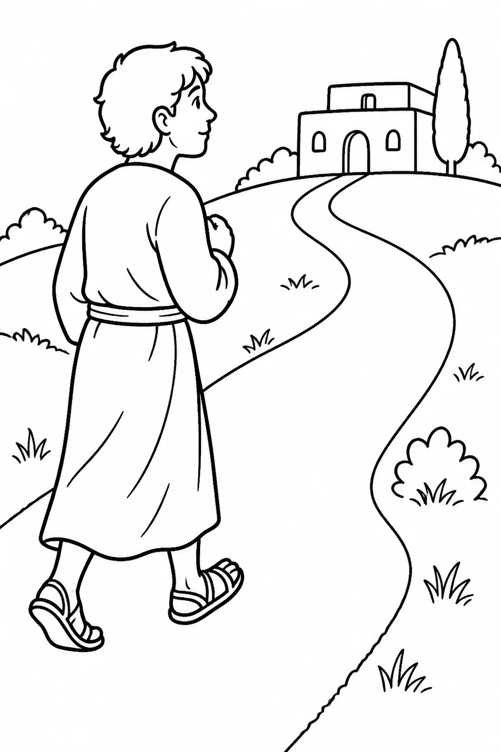 The younger son from Jesus’ parable choosing to return along a path toward his father’s house.