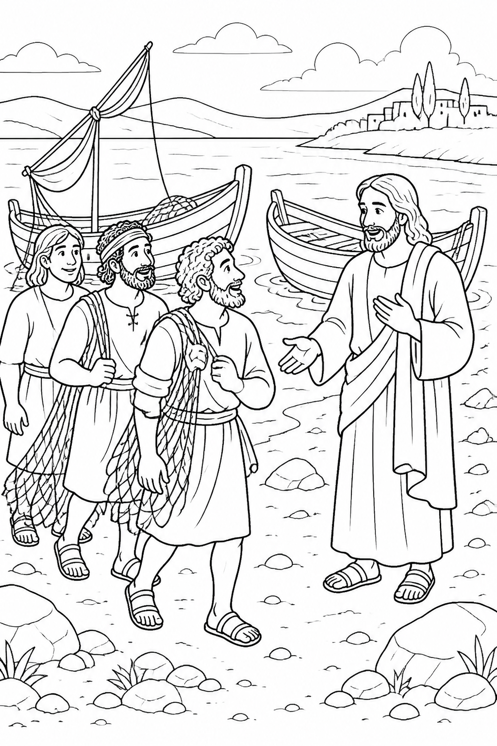Do Not Be Afraid from The Miraculous Catch of Fish Bible coloring page