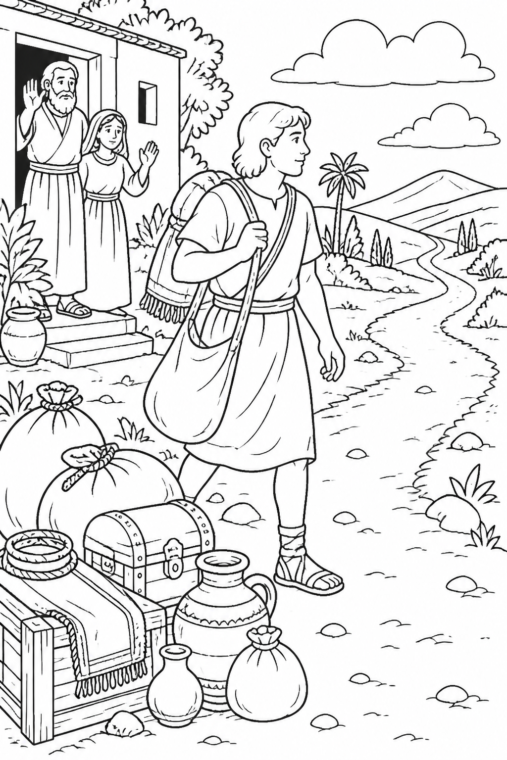 The Distant Country from The Parable of the Prodigal Son Bible coloring page