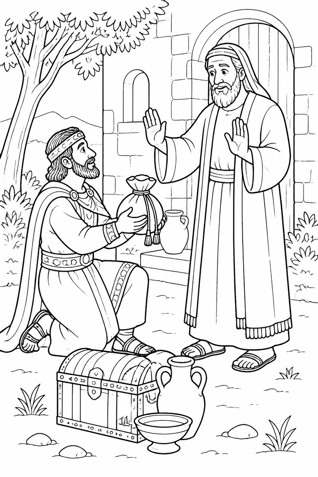 Thankful, Not Paying from Naaman Is Healed Bible coloring page
