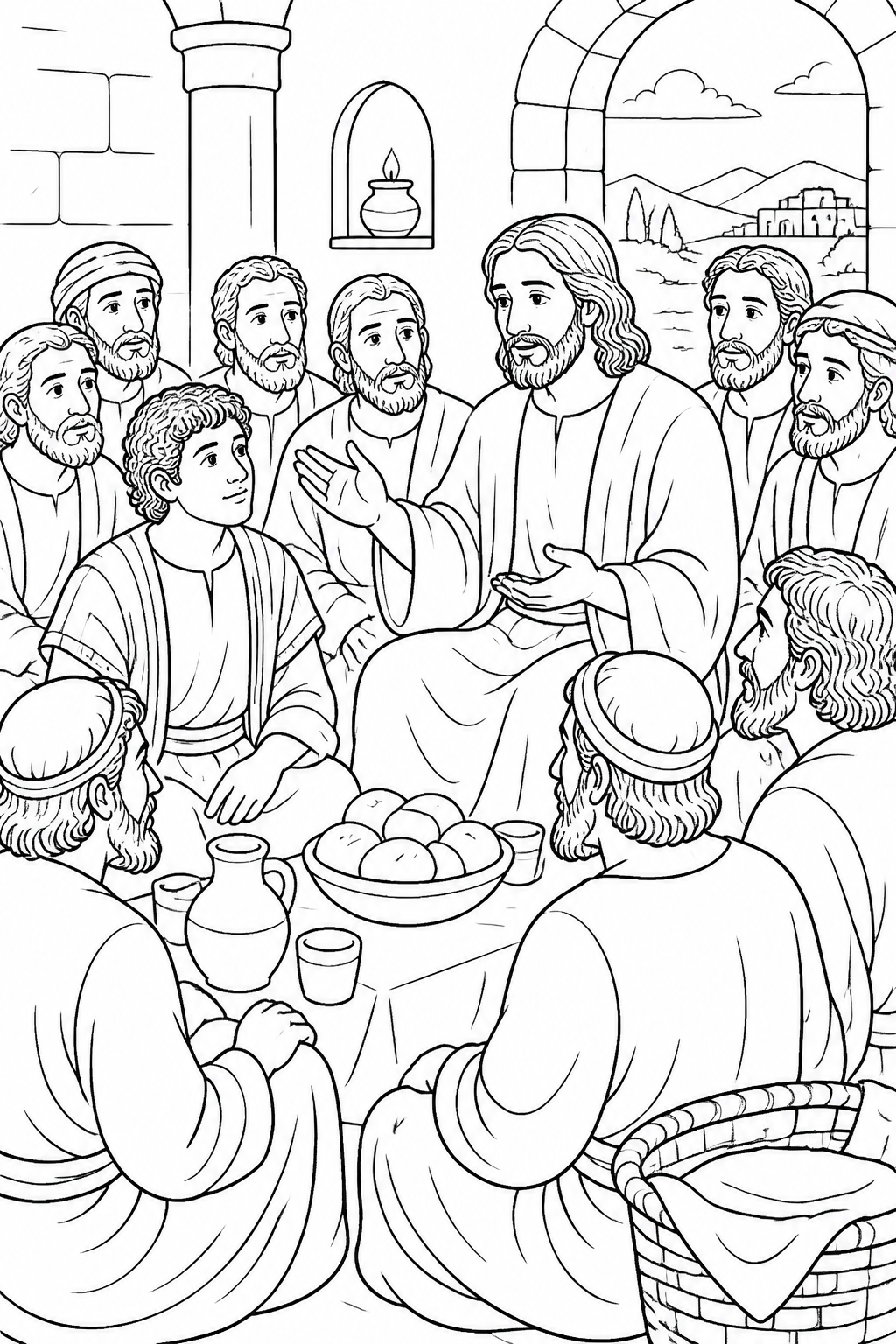 Receiving the One Jesus Sends from Jesus Washes the Disciples’ Feet Bible coloring page