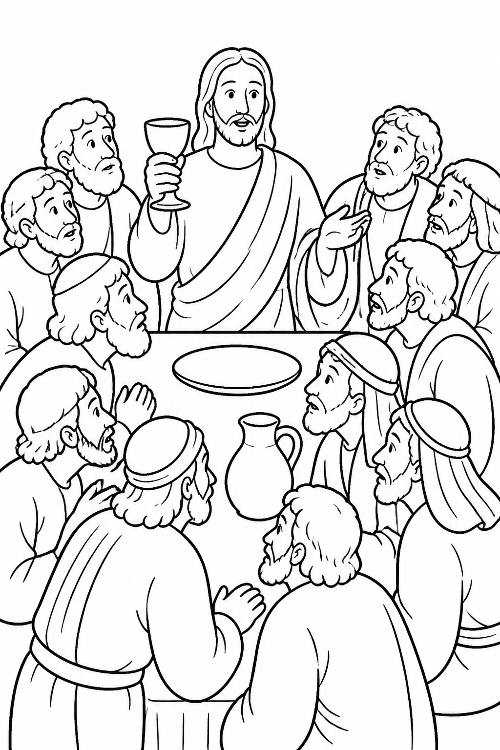 The Cup and Troubled Questions from The Last Supper Bible coloring page