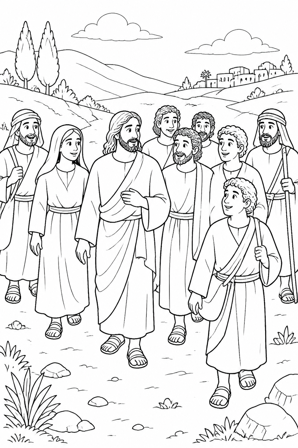 Leaving for Capernaum from Jesus Turns Water into Wine Bible coloring page
