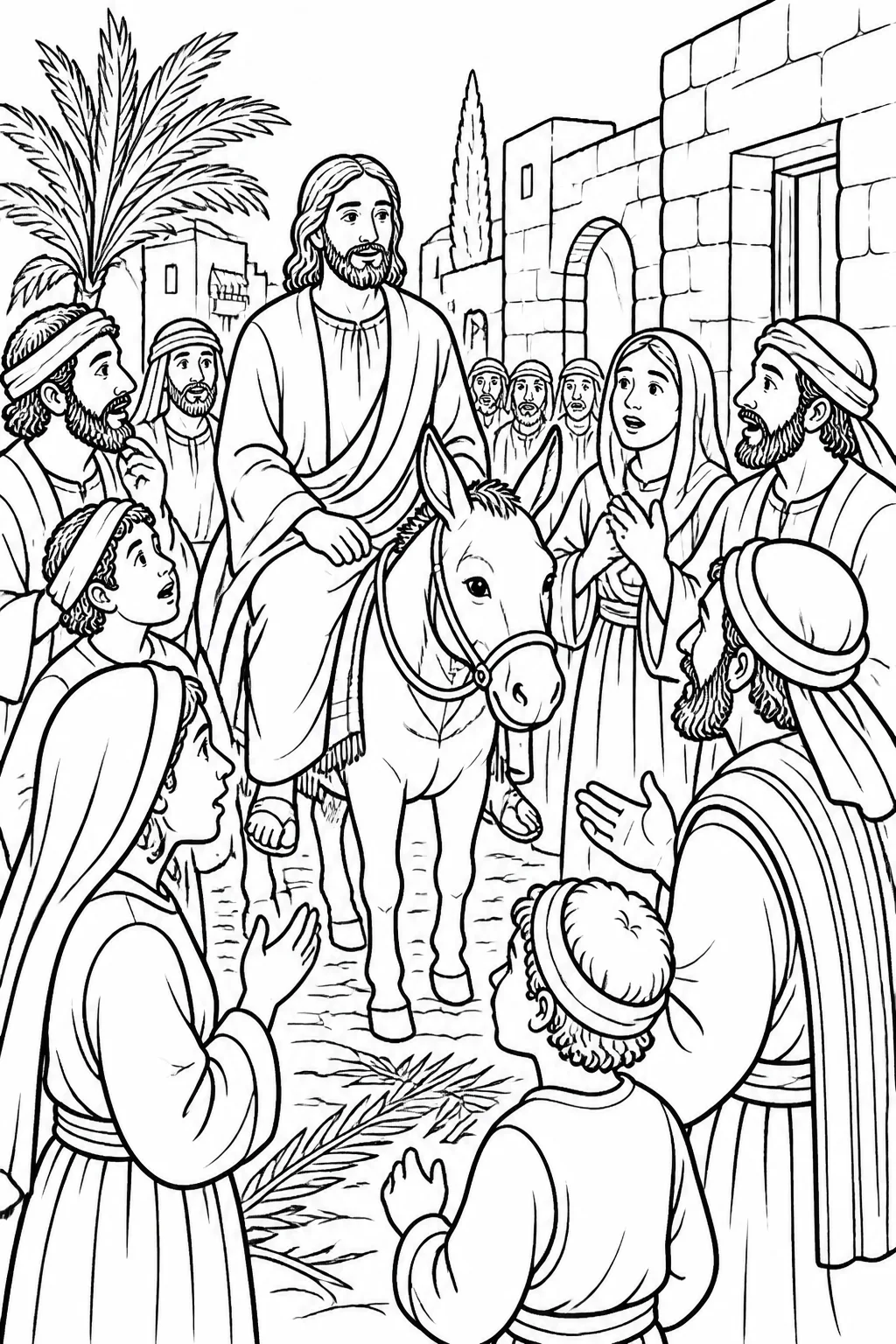 Jesus entering Jerusalem as people ask who he is, while other crowd members identify him as the prophet from Nazareth in Galilee.