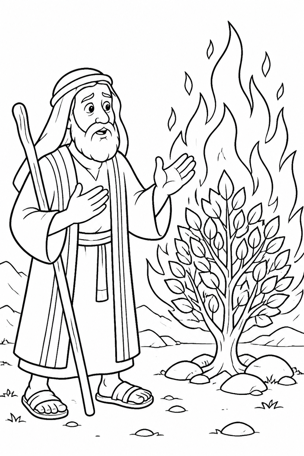God Will Help Moses Speak from Moses and the Burning Bush Bible coloring page