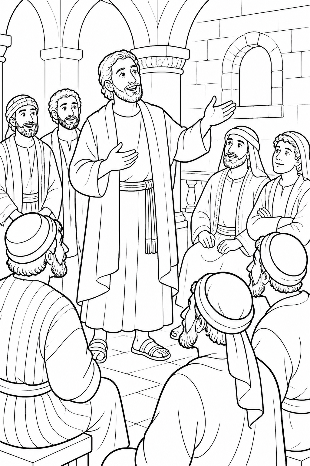 Saul Proclaims Jesus from Saul Meets Jesus on the Road Bible coloring page