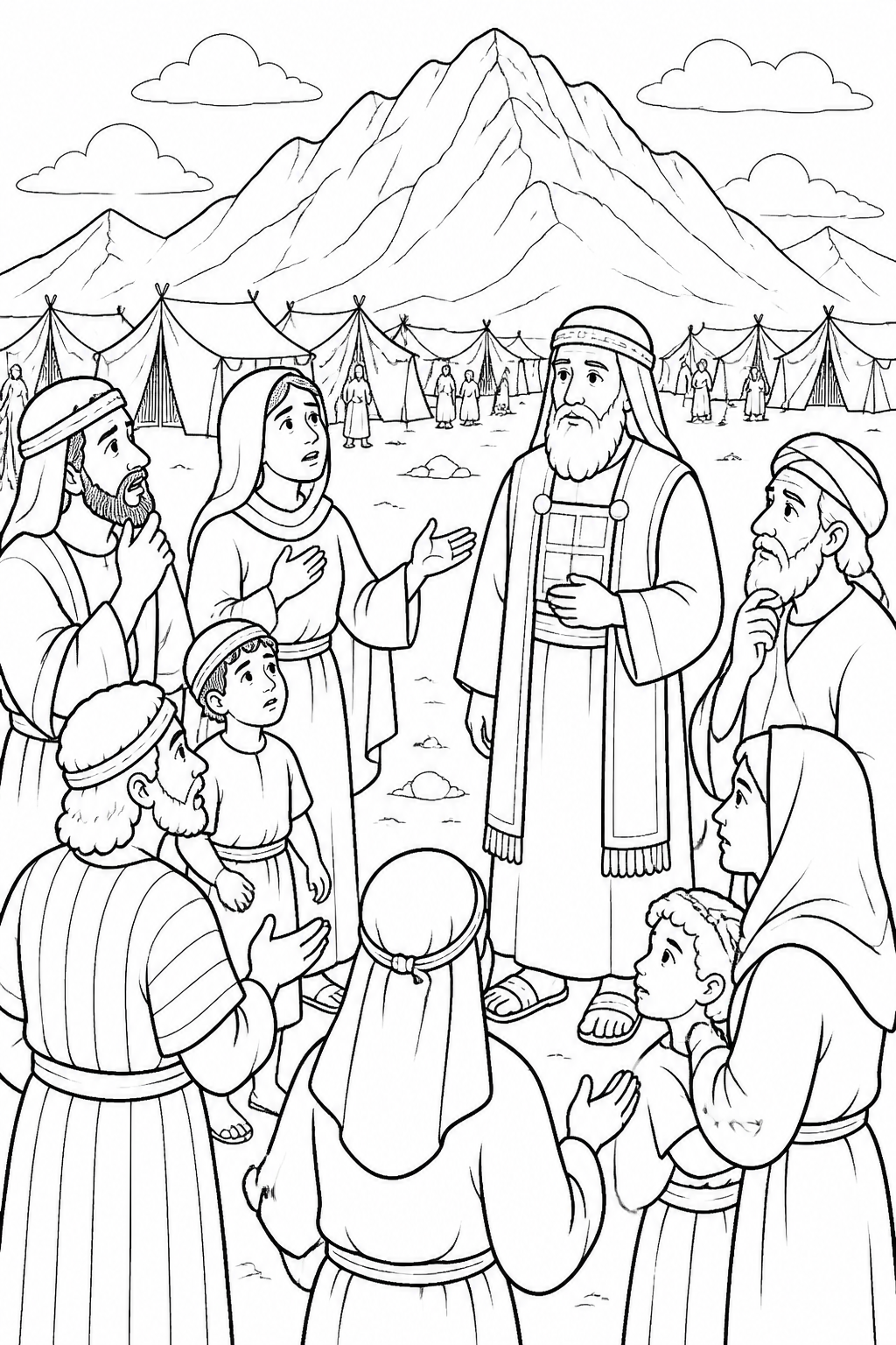 Waiting for Moses from The Golden Calf Bible coloring page
