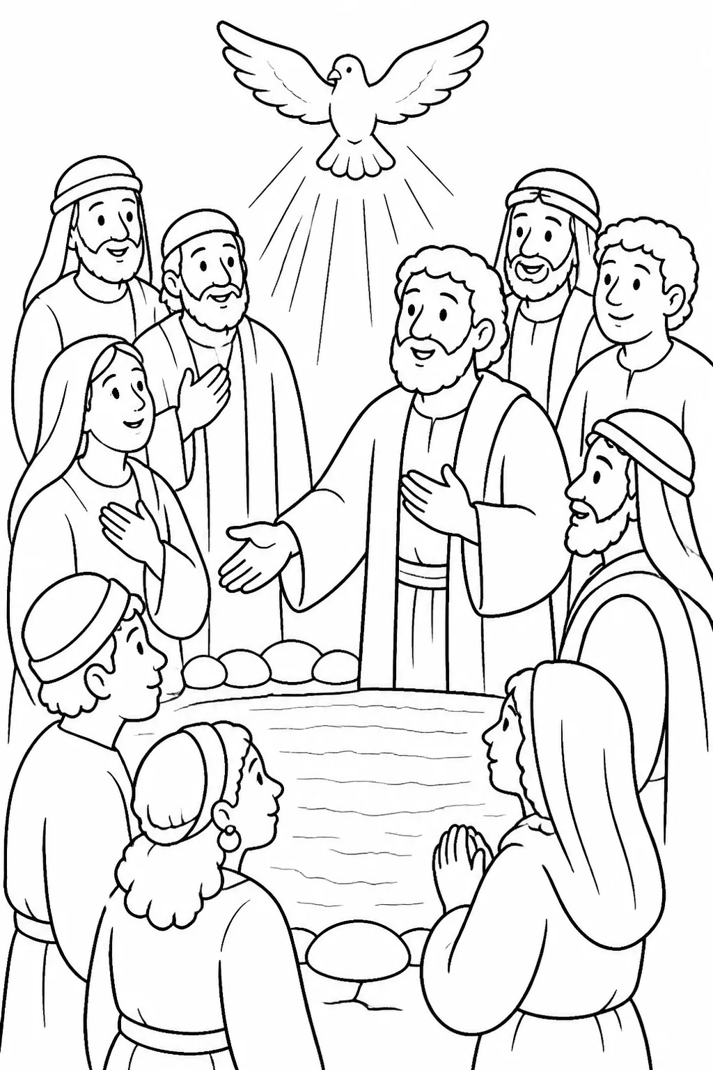 Baptism in the Name of Jesus Christ from Peter Visits Cornelius Bible coloring page