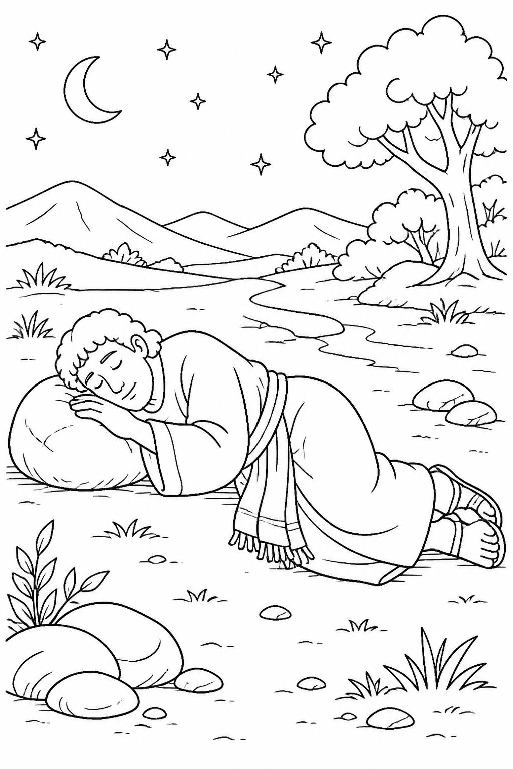 Jacob Rests for the Night from Jacob’s Dream Bible coloring page