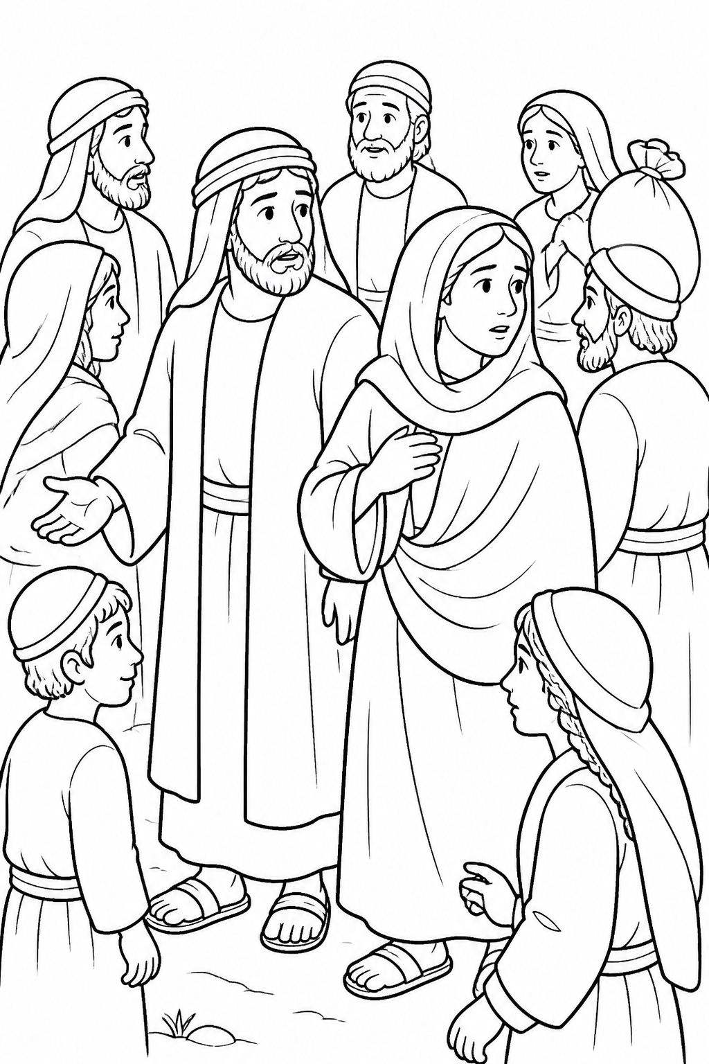 Mary and Joseph Search from Jesus in the Temple as a Boy Bible coloring page