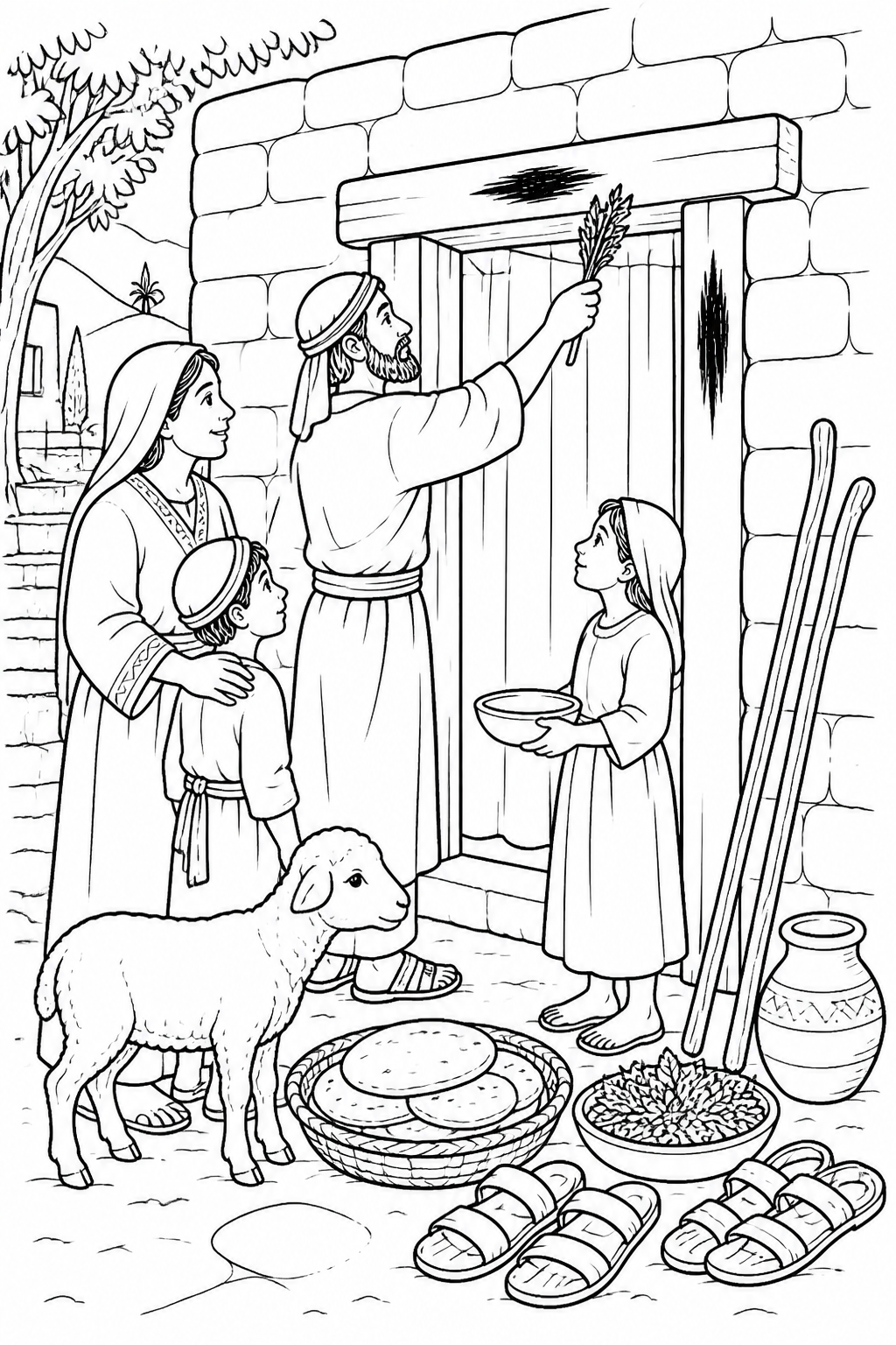 The Marked Doorway from The First Passover Bible coloring page