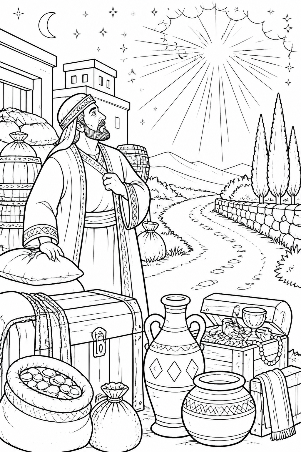 Possessions Cannot Go With Him from The Parable of the Rich Fool Bible coloring page