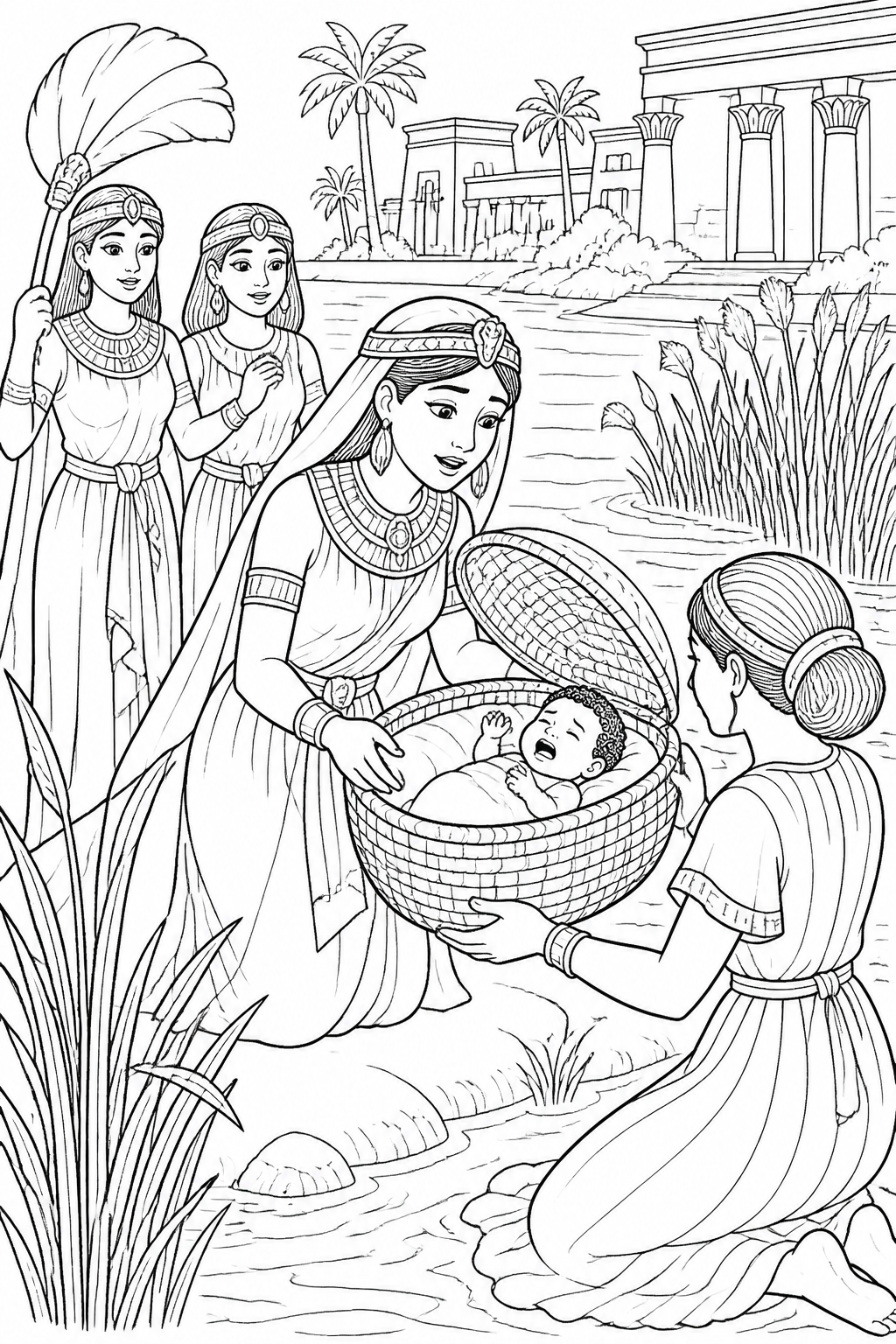 A Compassionate Discovery from The Baby Moses Bible coloring page