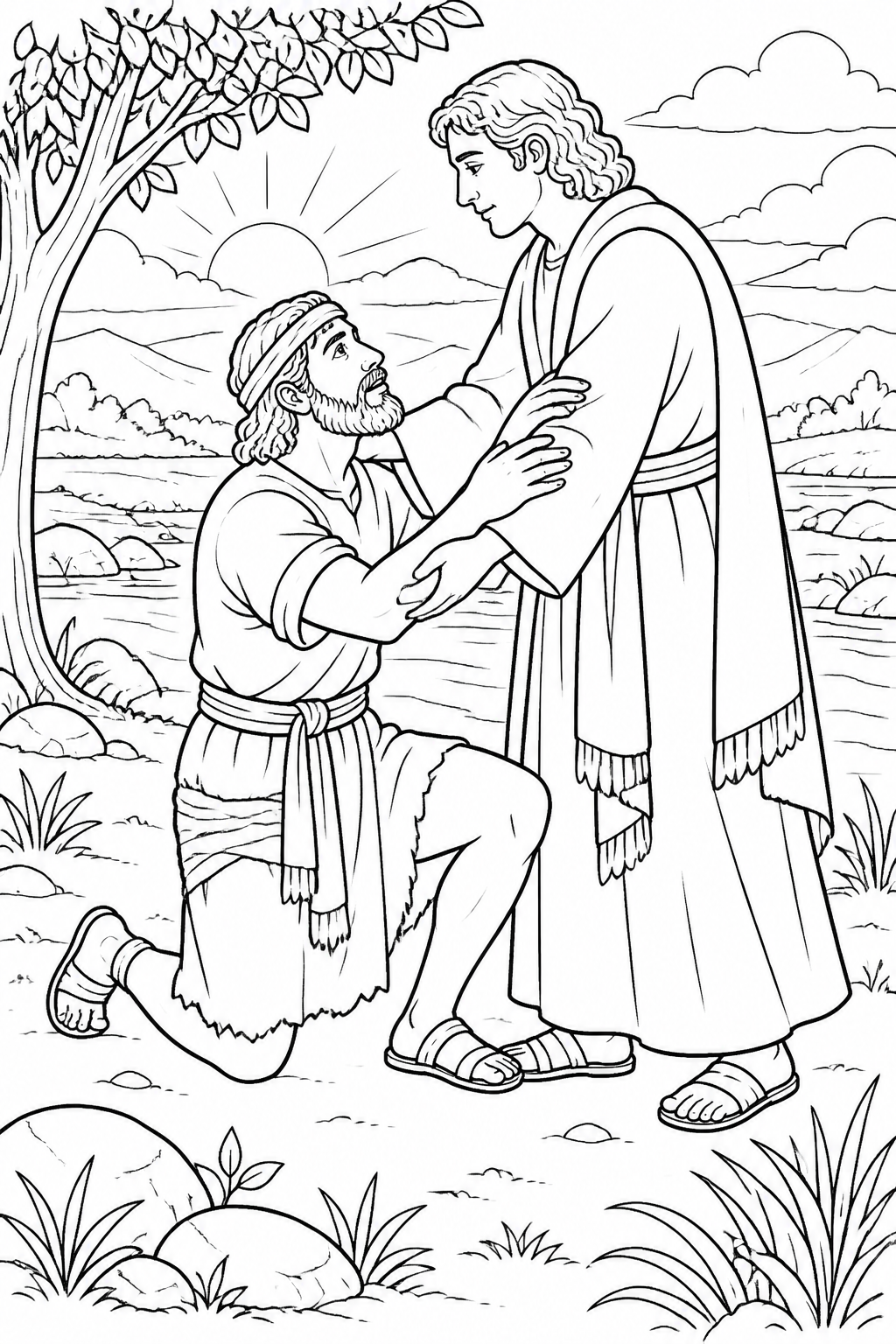 A Blessing and a New Name from Jacob Wrestles at Peniel Bible coloring page