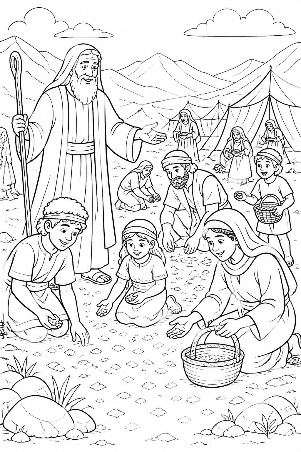 Manna on the Ground from Manna in the Wilderness Bible coloring page
