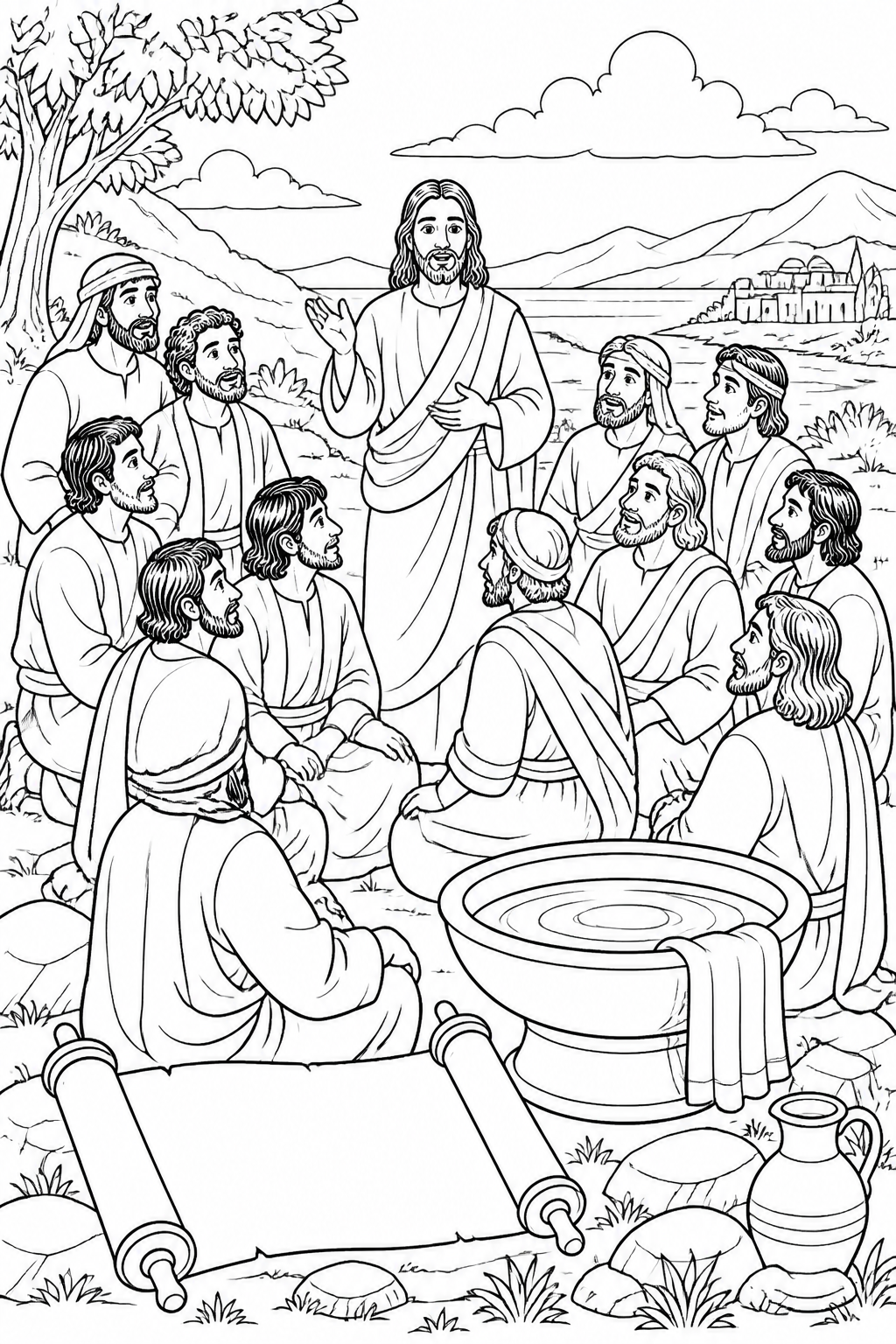 Baptized in the Triune Name from The Great Commission Bible coloring page