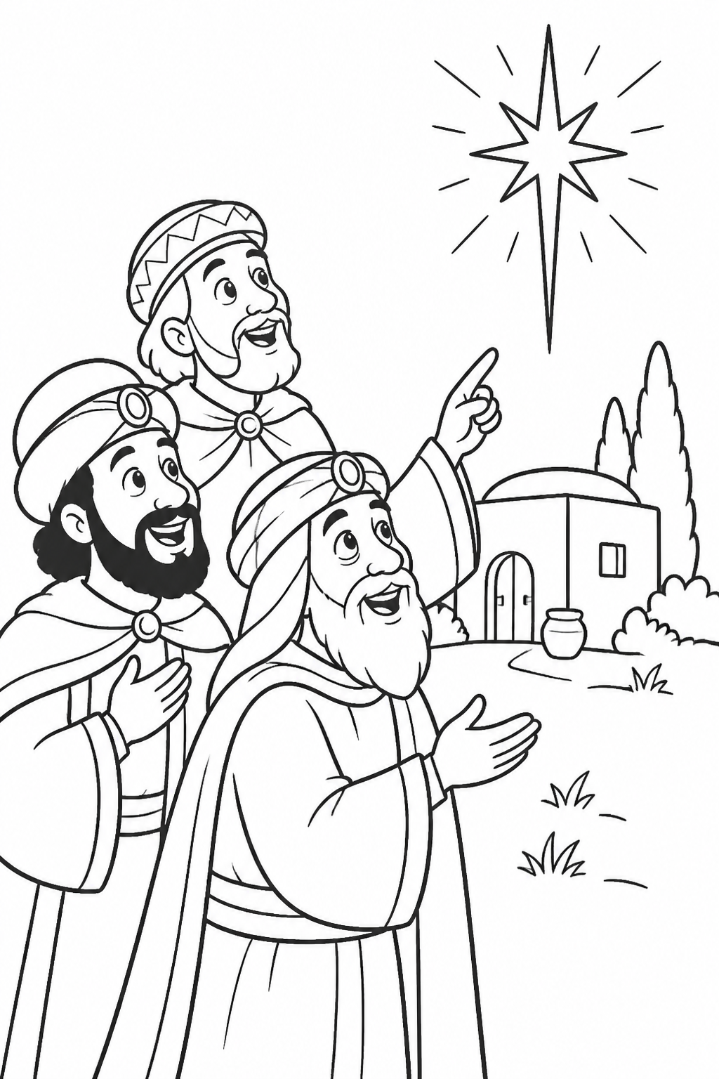 Following the Star to Jesus from The Wise Men Visit Jesus Bible coloring page