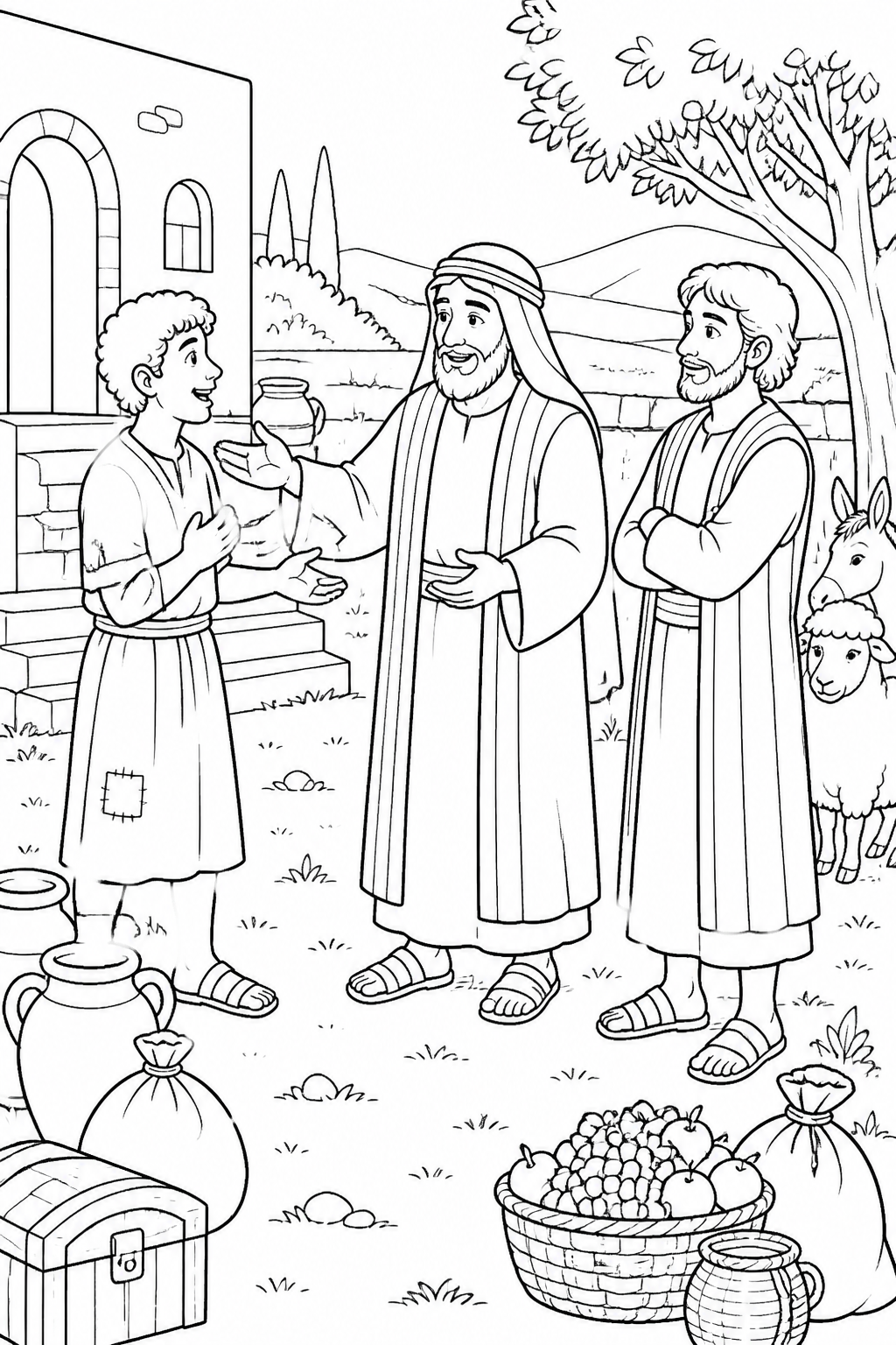 The Father Divides the Property from The Parable of the Prodigal Son Bible coloring page