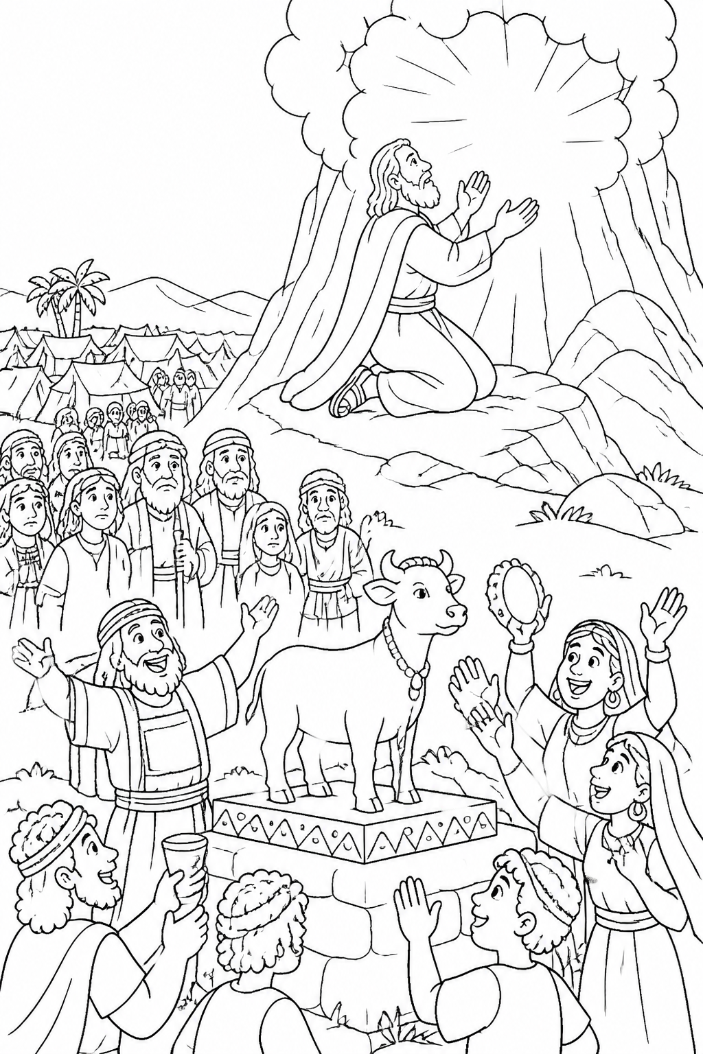 Moses Seeks Forgiveness from The Golden Calf Bible coloring page
