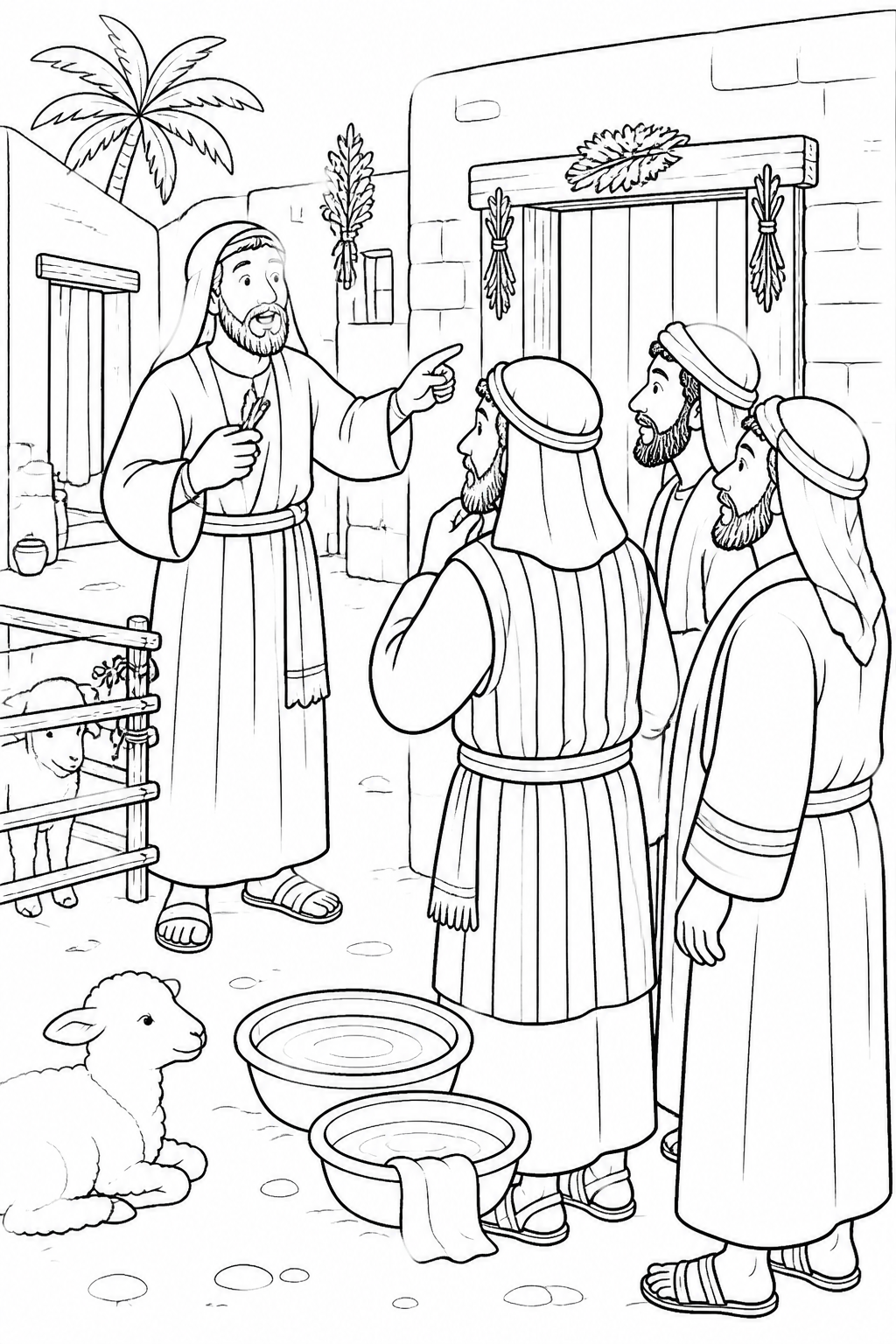 Moses Instructs the Elders from The First Passover Bible coloring page