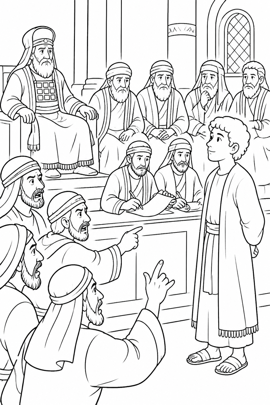 Stephen Before the Council from Stephen’s Faithful Witness Bible coloring page