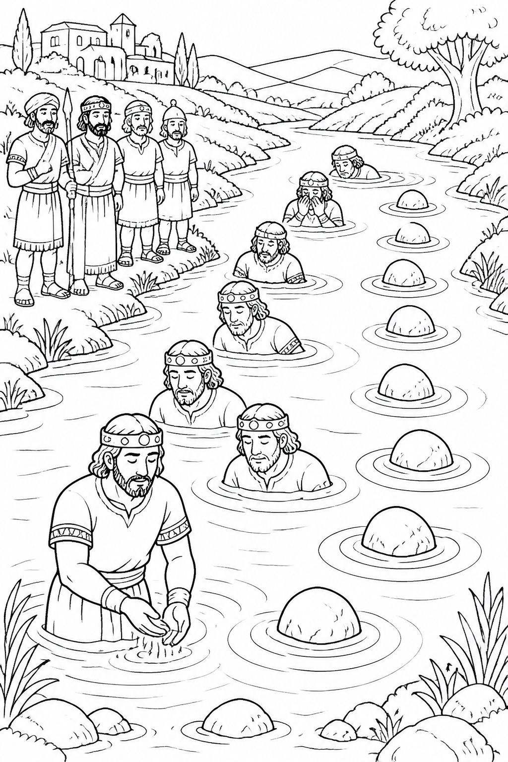 Seven Times in the Jordan from Naaman Is Healed Bible coloring page