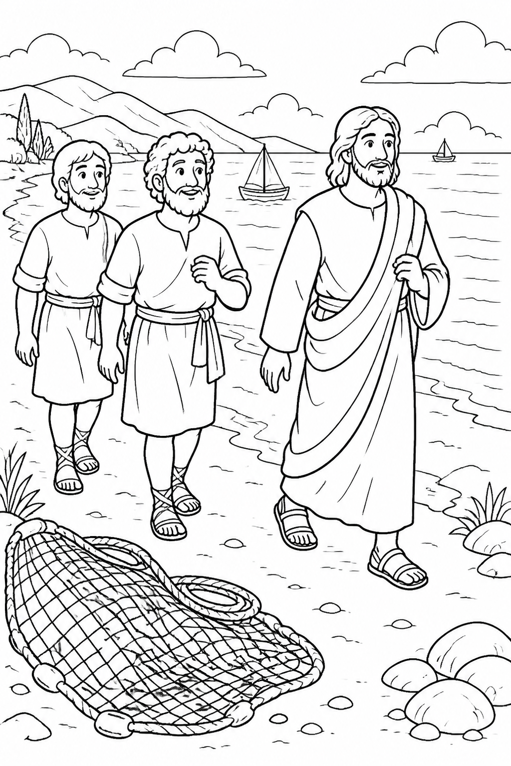 Ready to Follow from Jesus Calls His First Disciples Bible coloring page