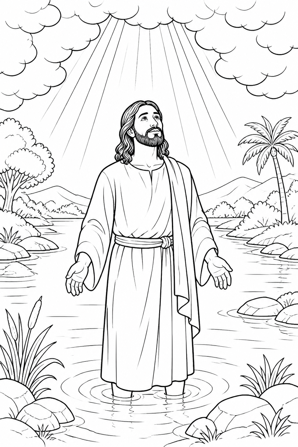 A Voice from Heaven from Jesus Is Baptized Bible coloring page