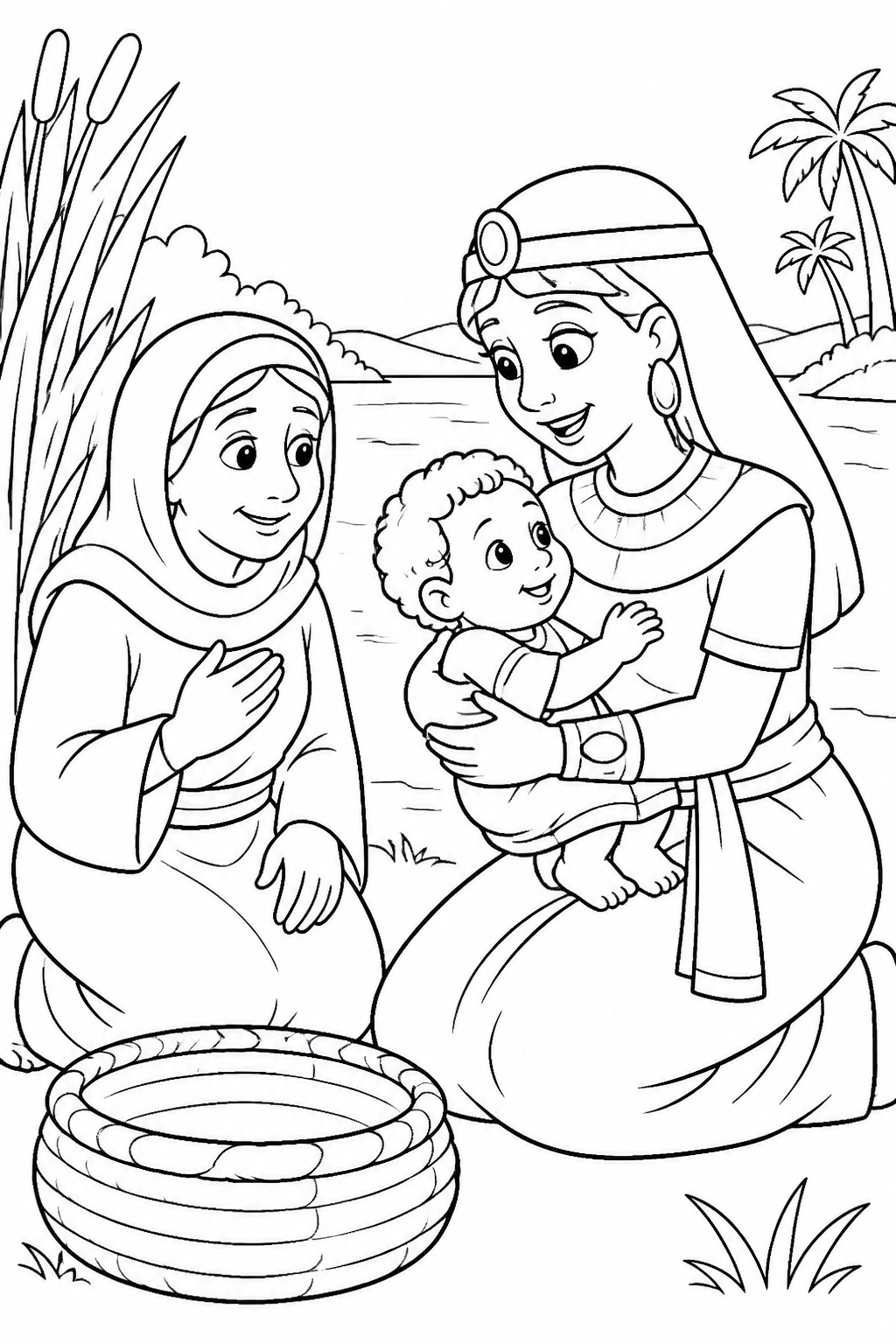 Moses Is Welcomed from The Baby Moses Bible coloring page