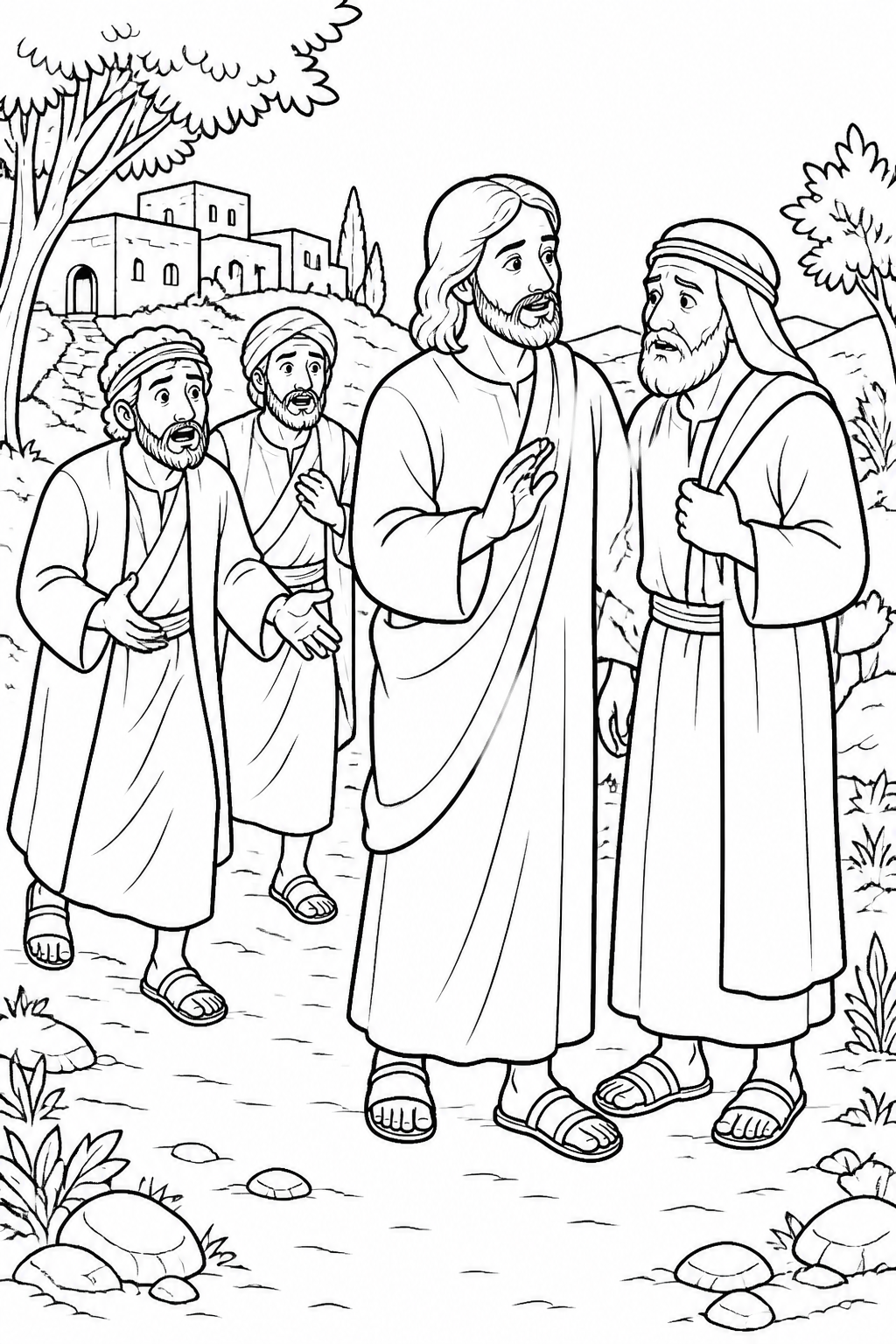 Jesus Encourages Jairus from Jesus Raises Jairus’s Daughter Bible coloring page
