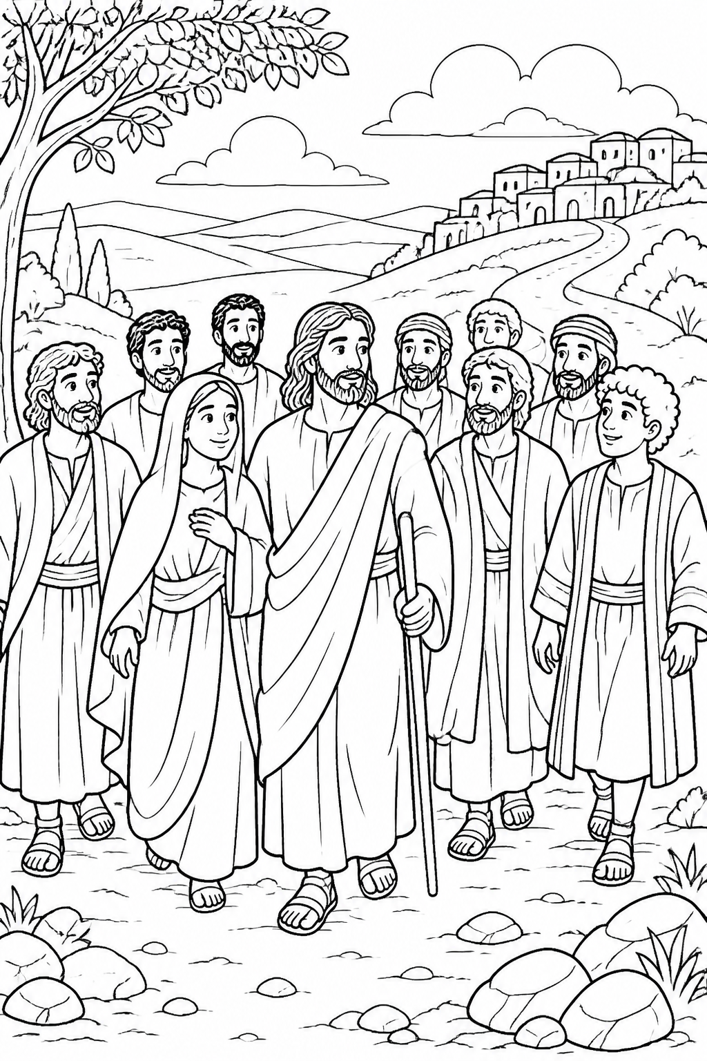 Leaving for Capernaum from Jesus Turns Water into Wine Bible coloring page
