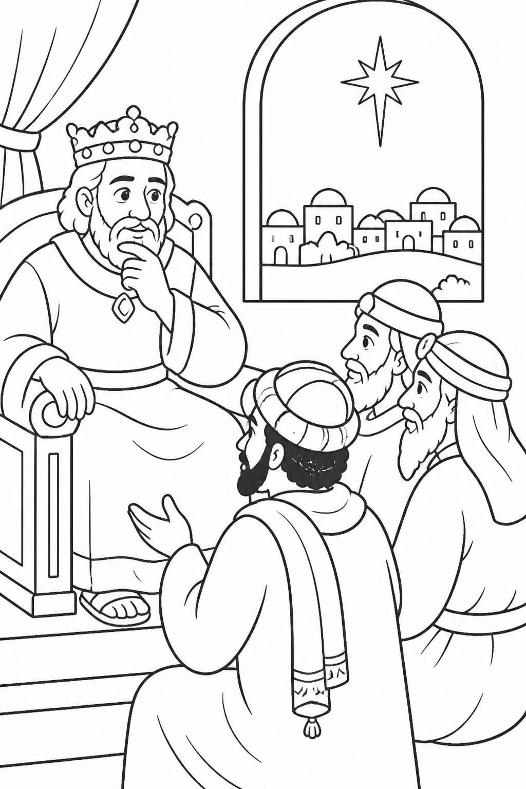 Herod Sends Them to Bethlehem from The Wise Men Visit Jesus Bible coloring page