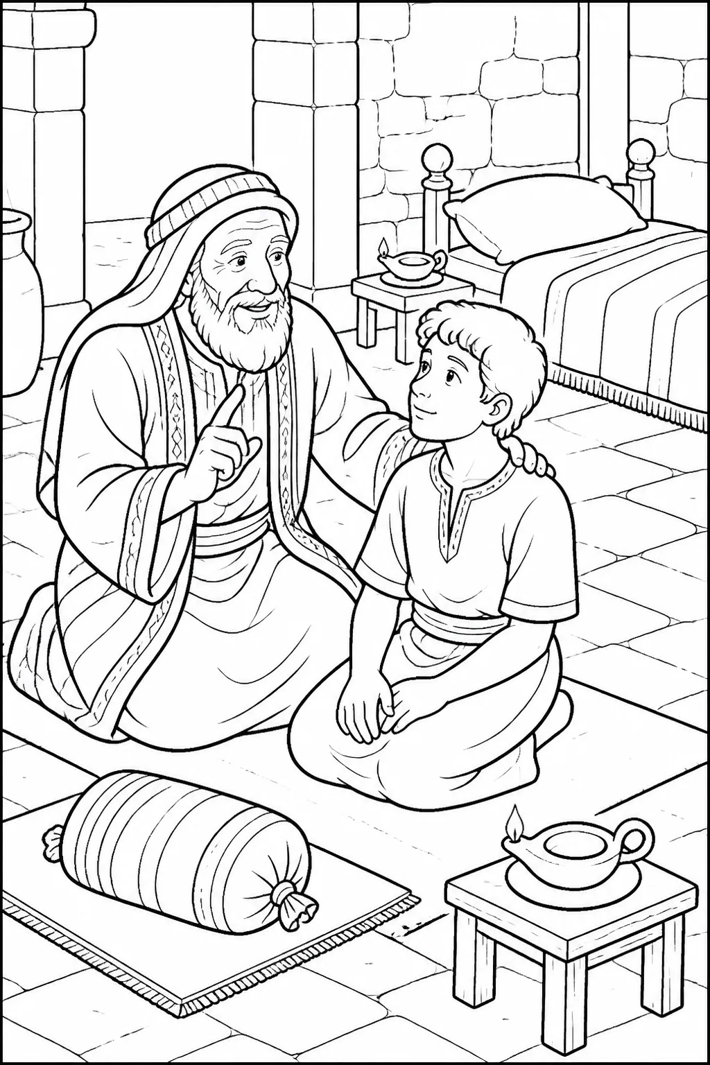 Samuel goes to Eli after hearing a call, and Eli teaches him how to answer the LORD.