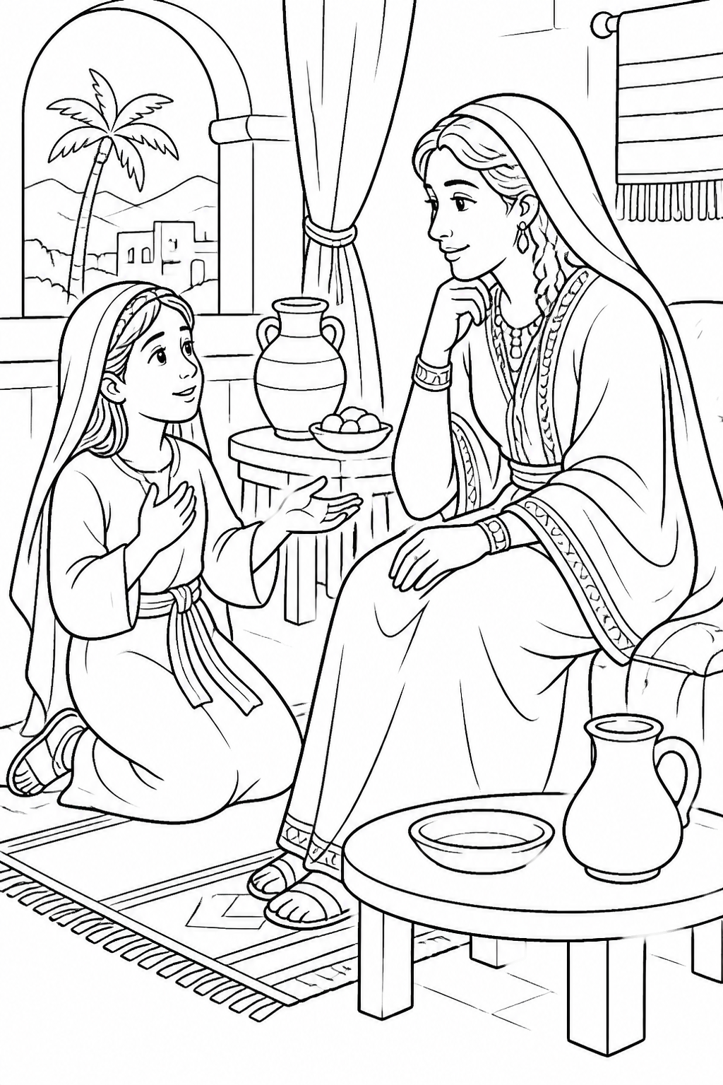 A Helpful Message from Naaman Is Healed Bible coloring page