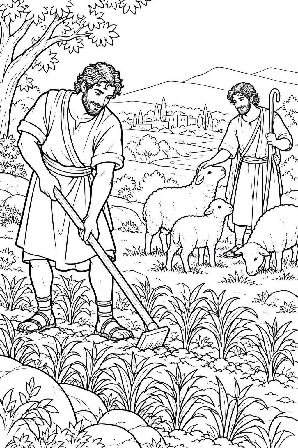 Two Brothers and Their Work Bible coloring page
