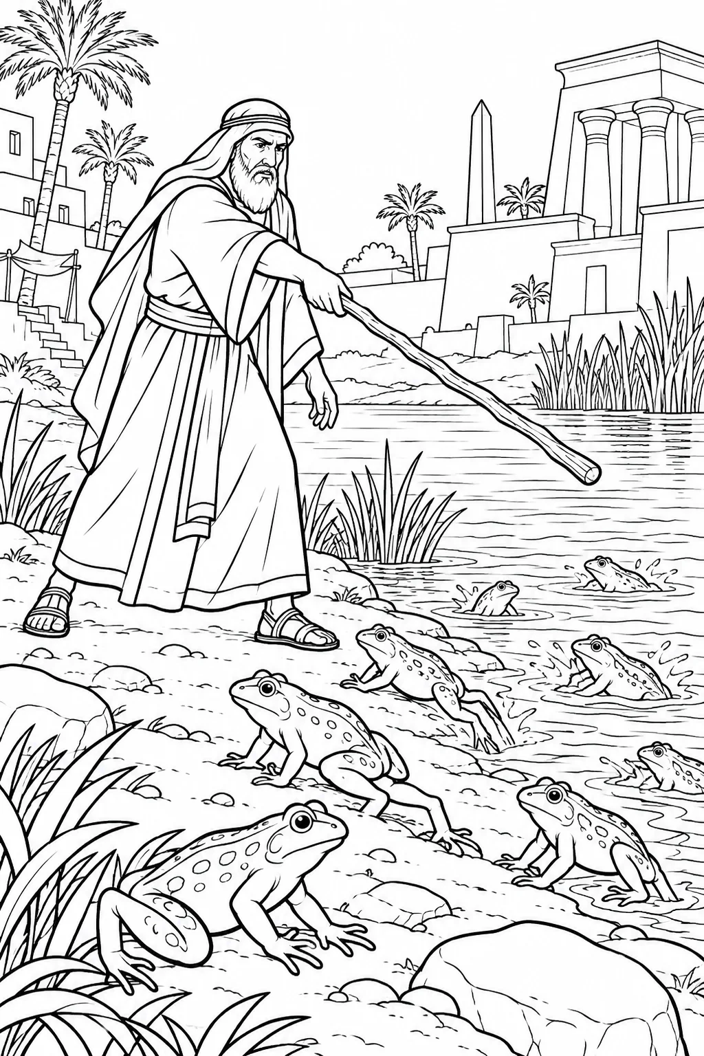 Frogs Come Up from the Water Bible coloring page