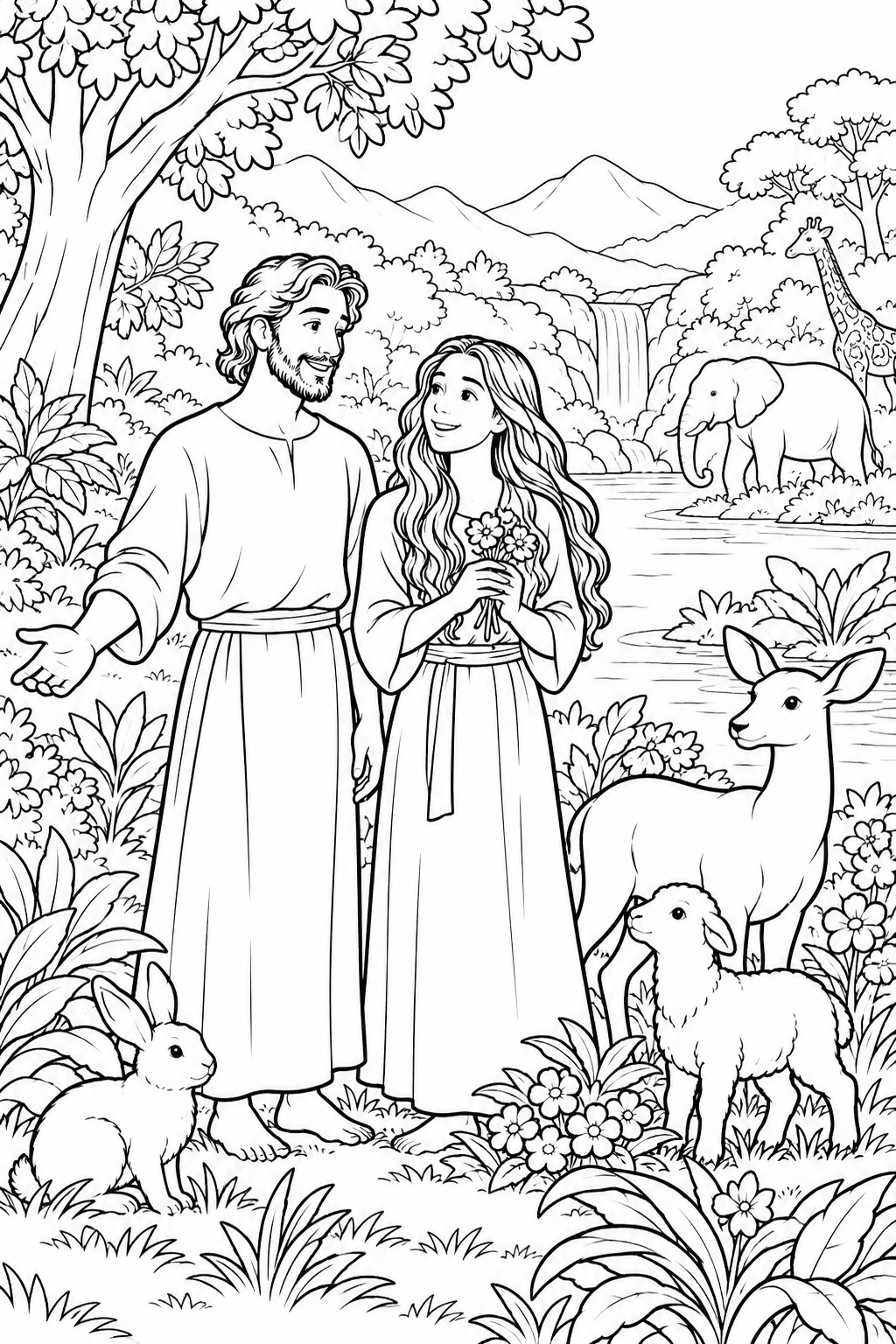 People Made in God's Image from Creation of the World Bible coloring page