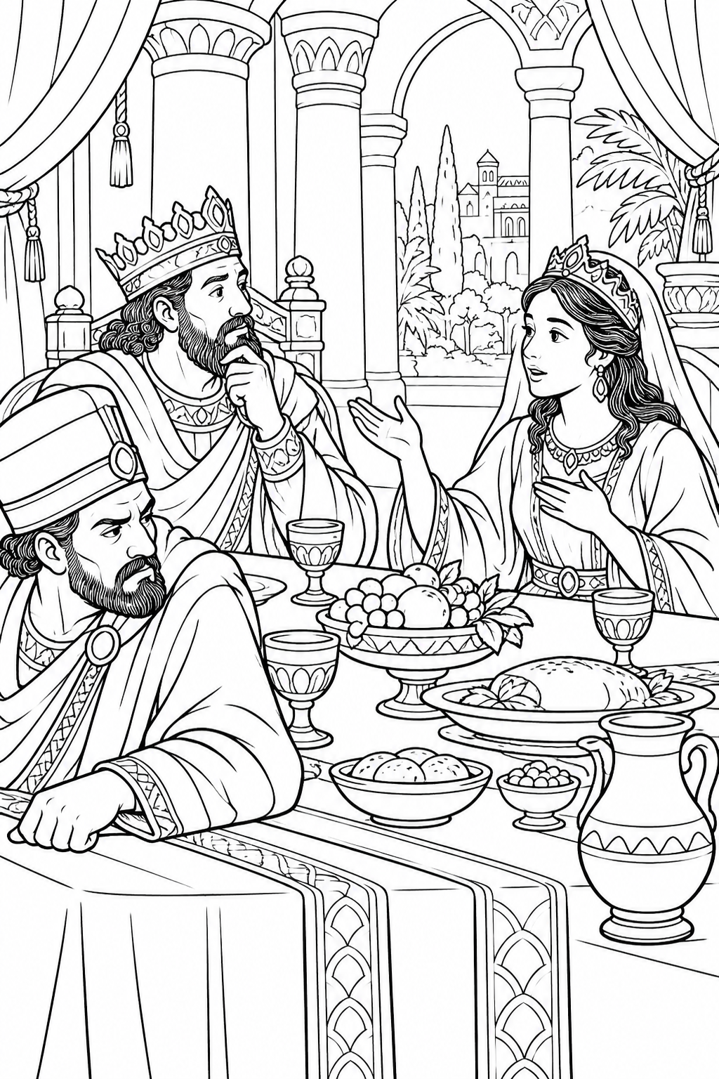 Esther Speaks for Her People from Queen Esther Bible coloring page