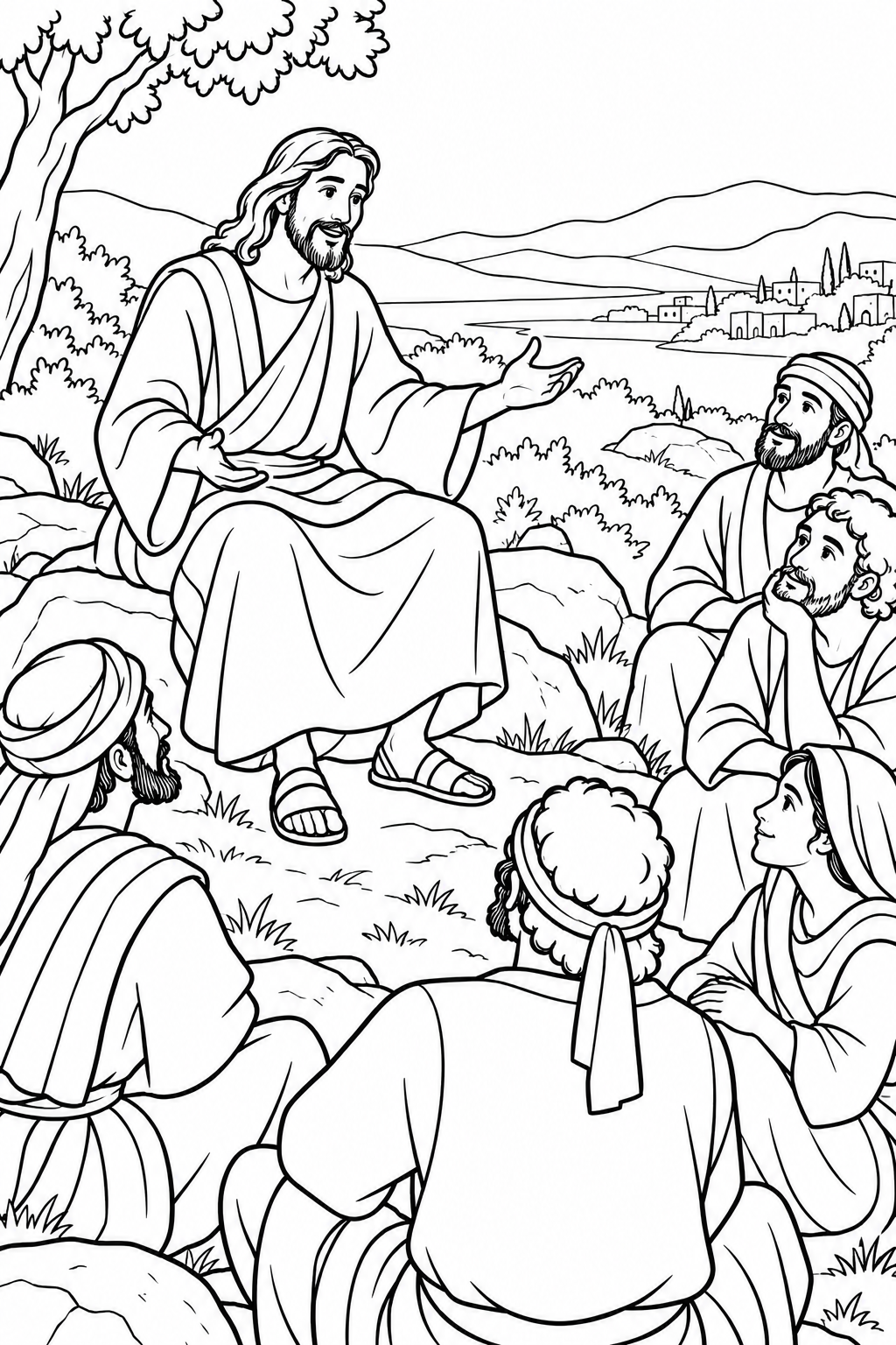 Jesus Teaches About Prayer from Jesus Teaches the Lord’s Prayer Bible coloring page