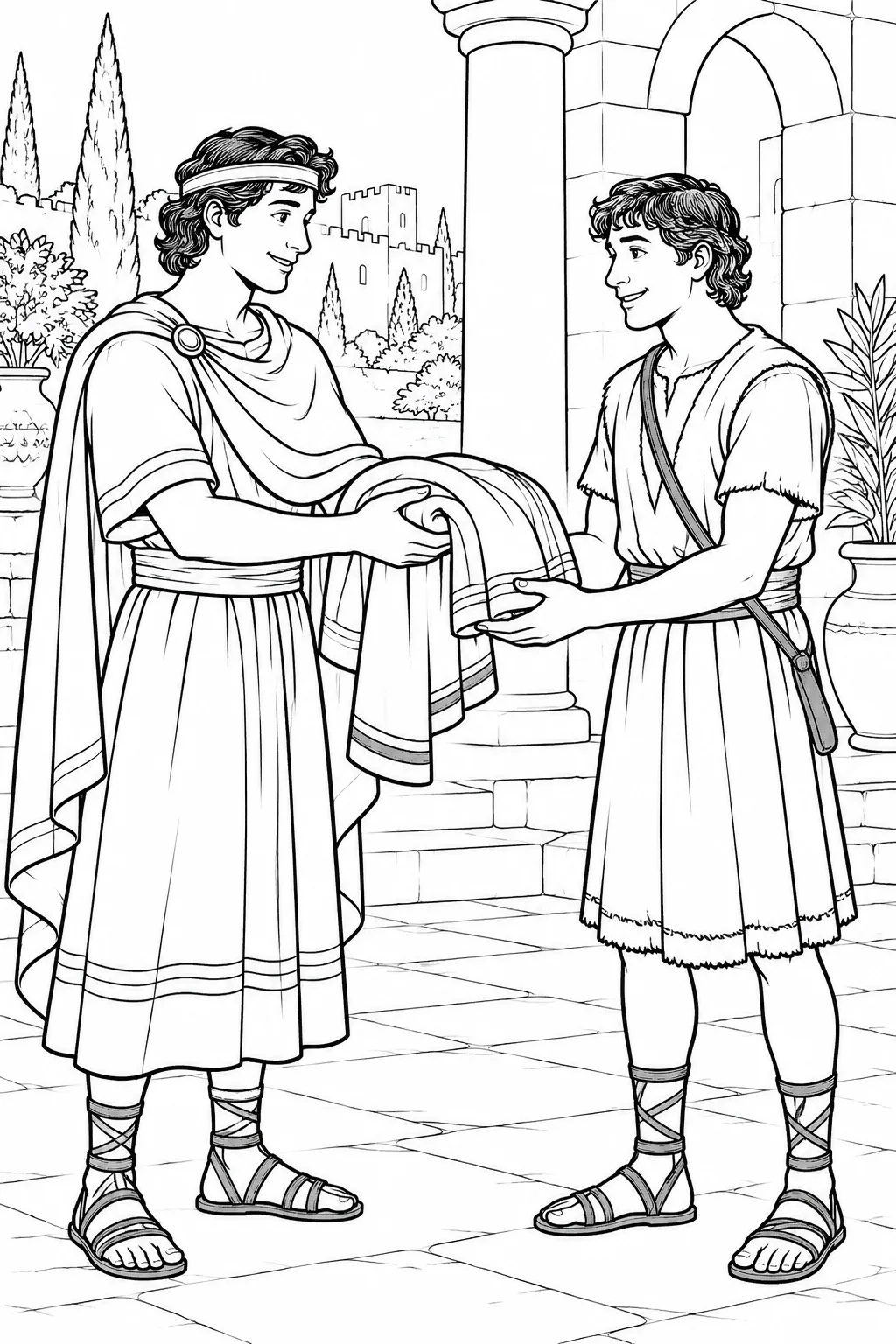 Jonathan Gives David His Robe Bible coloring page